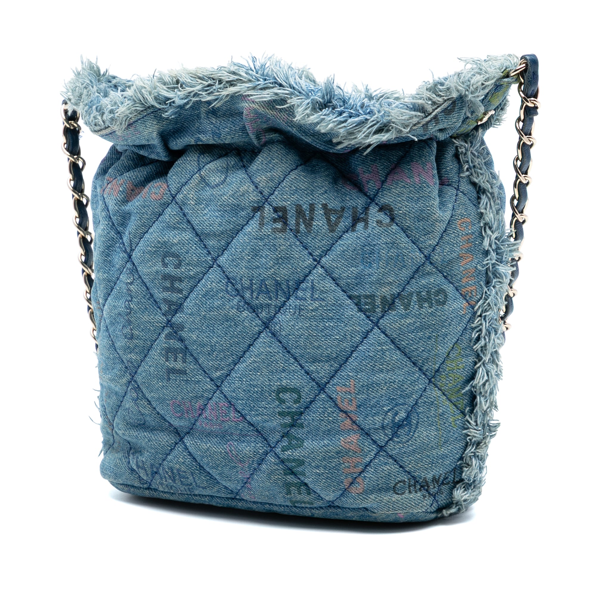 Chanel Medium Quilted Denim Mood Bucket with Chain - image 2