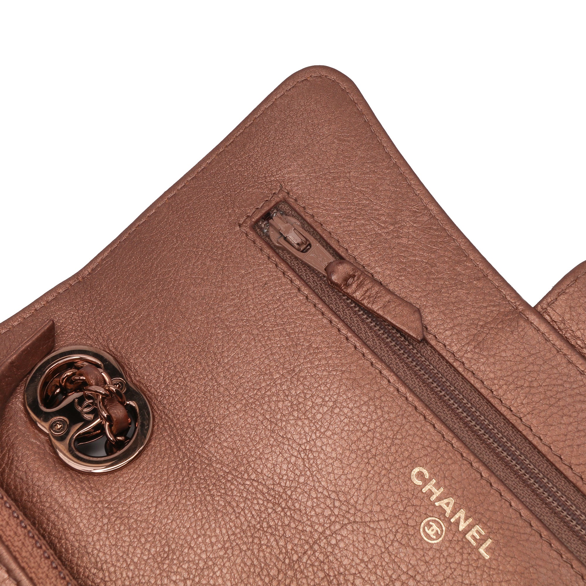 Chanel Mini Classic Metallic Caviar Wallet on Chain - image 6