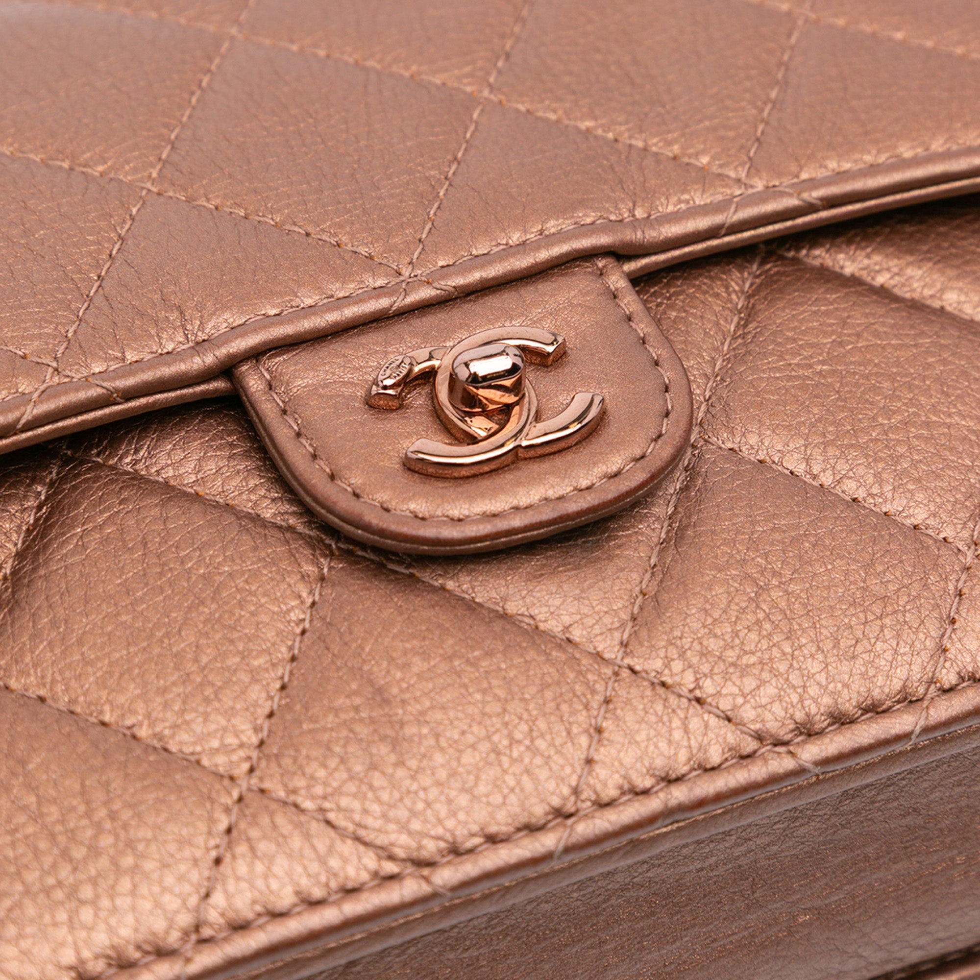 Chanel Mini Classic Metallic Caviar Wallet on Chain - image 8