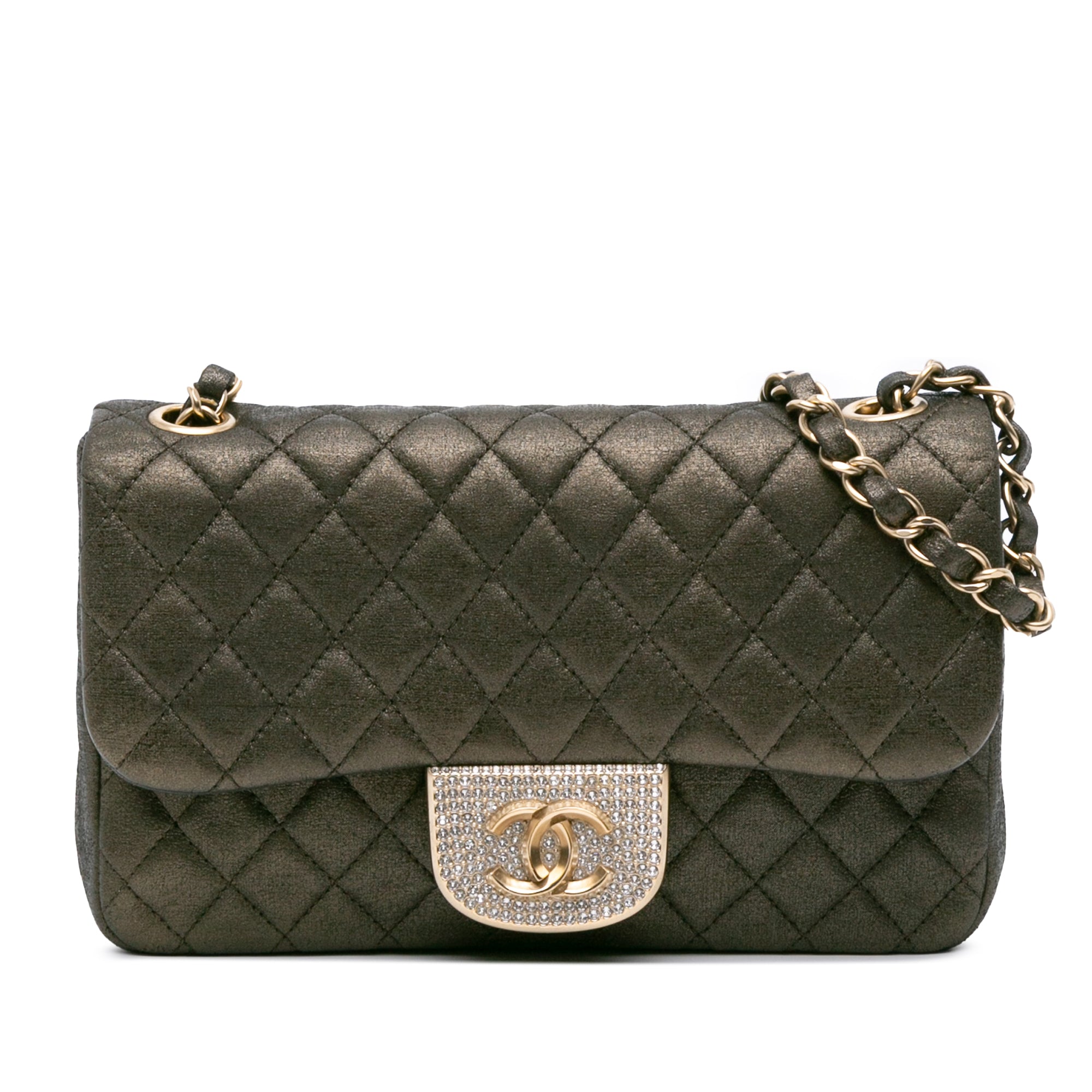 Chanel Small Quilted Iridescent Calfskin Crystal Single Flap - image 1