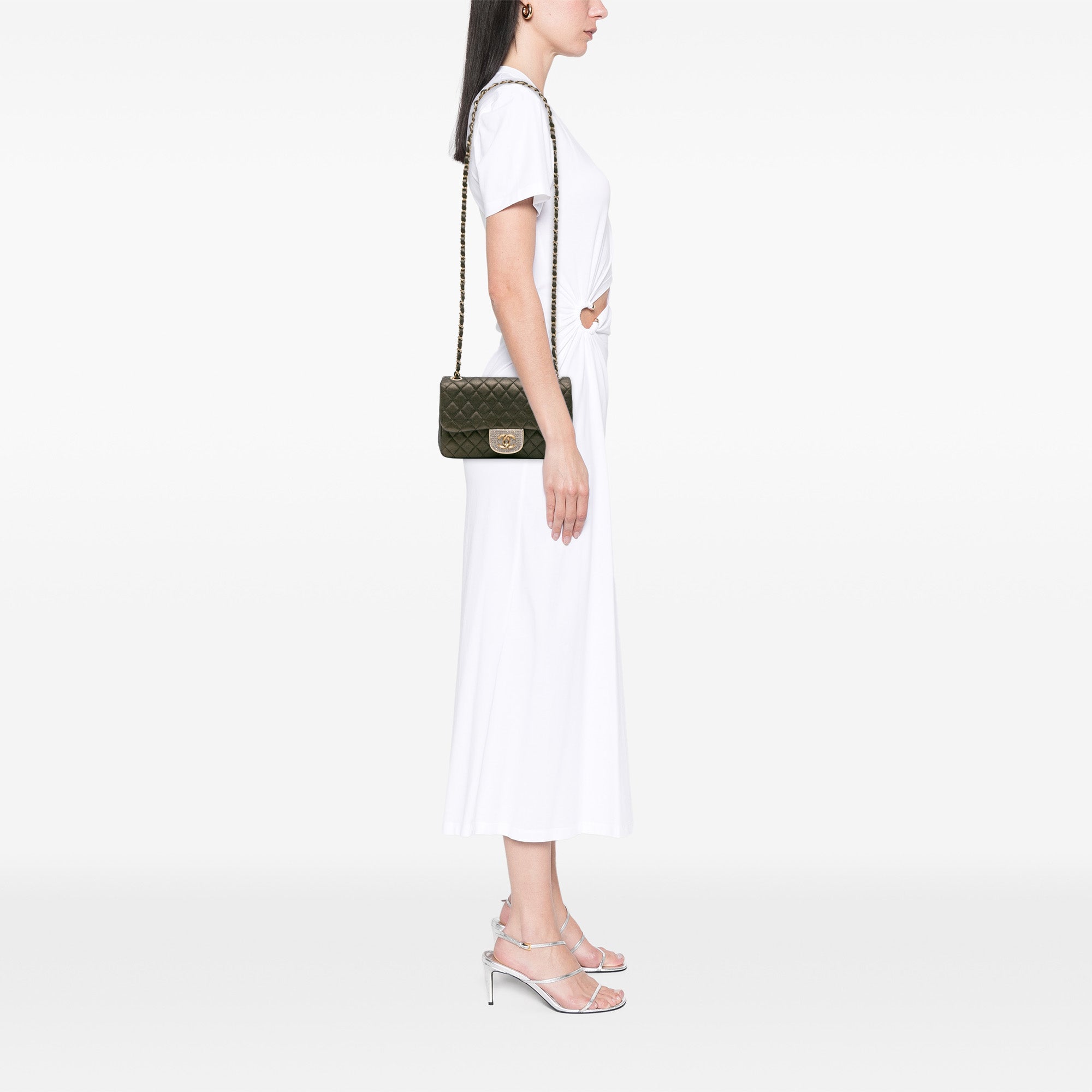 Chanel Small Quilted Iridescent Calfskin Crystal Single Flap - image 11