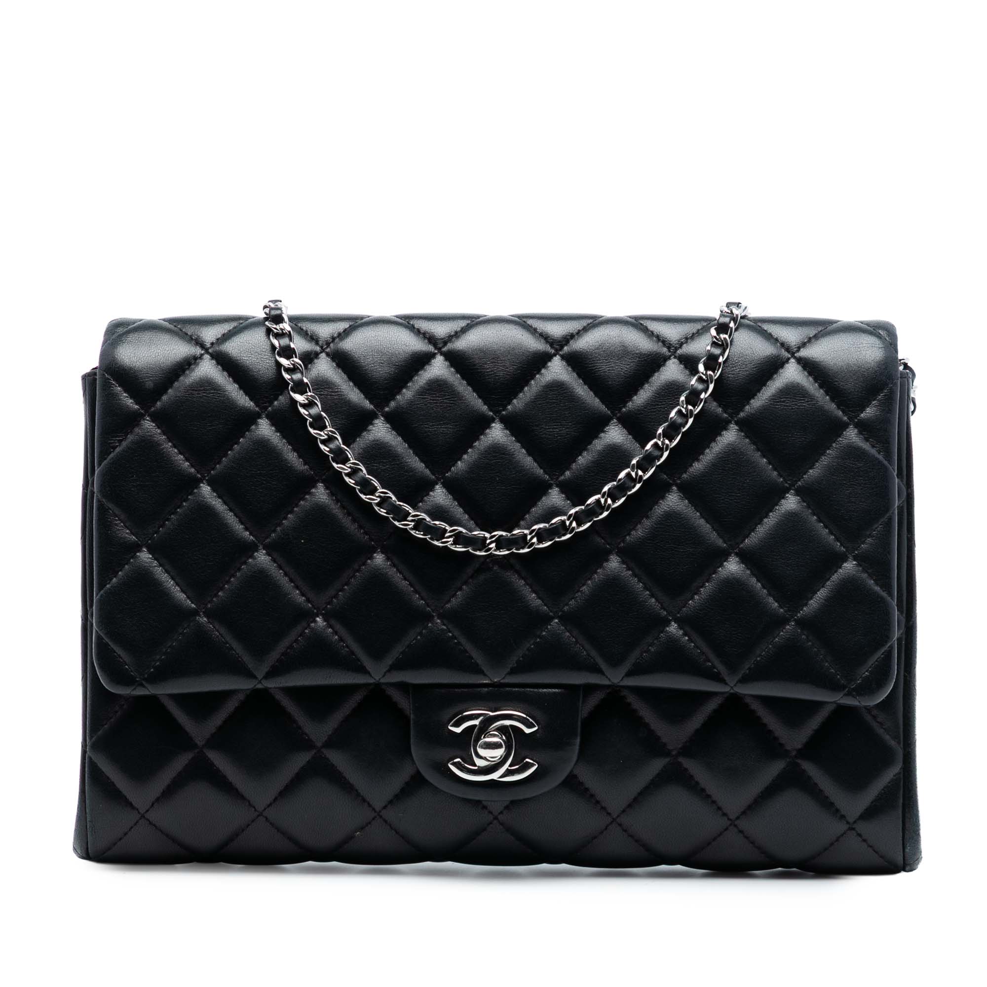 Chanel CC Quilted Lambskin Flap Clutch with Chain - image 1