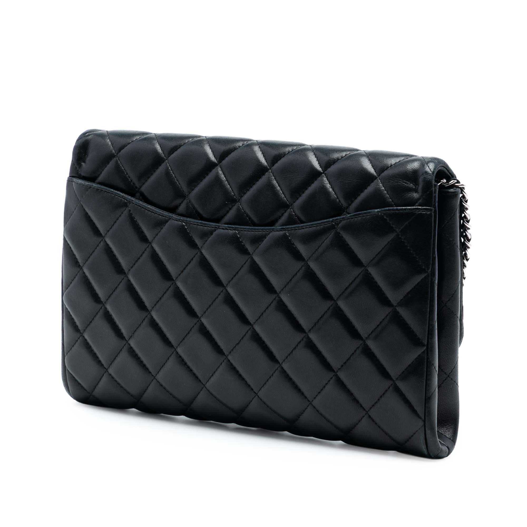Chanel CC Quilted Lambskin Flap Clutch with Chain - image 2