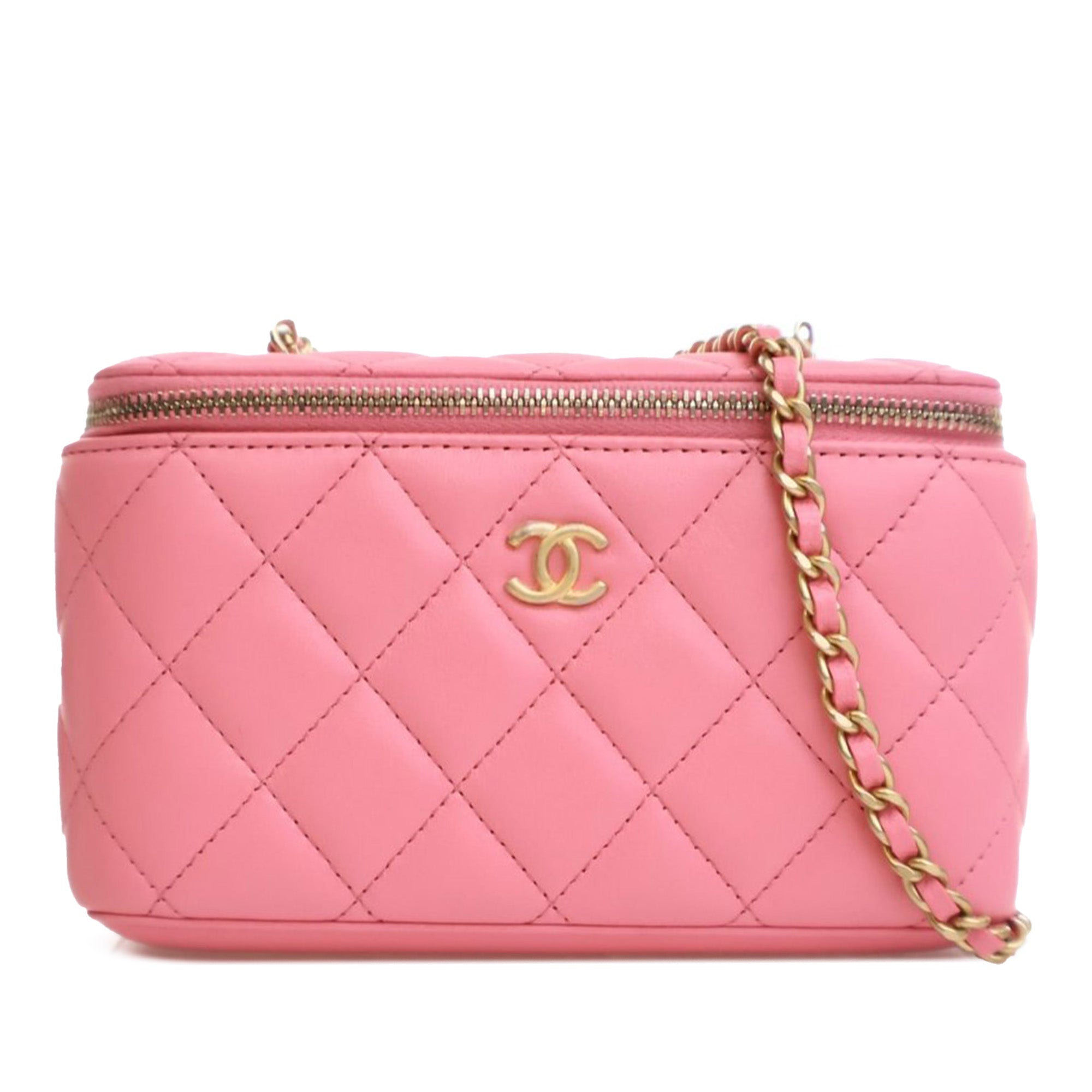 Chanel Small Quilted Lambskin Pearl Crush Vanity Case with Chain - image 1