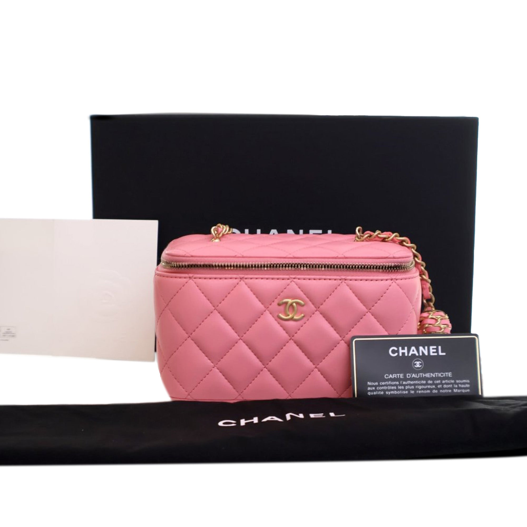 Chanel Small Quilted Lambskin Pearl Crush Vanity Case with Chain - image 12