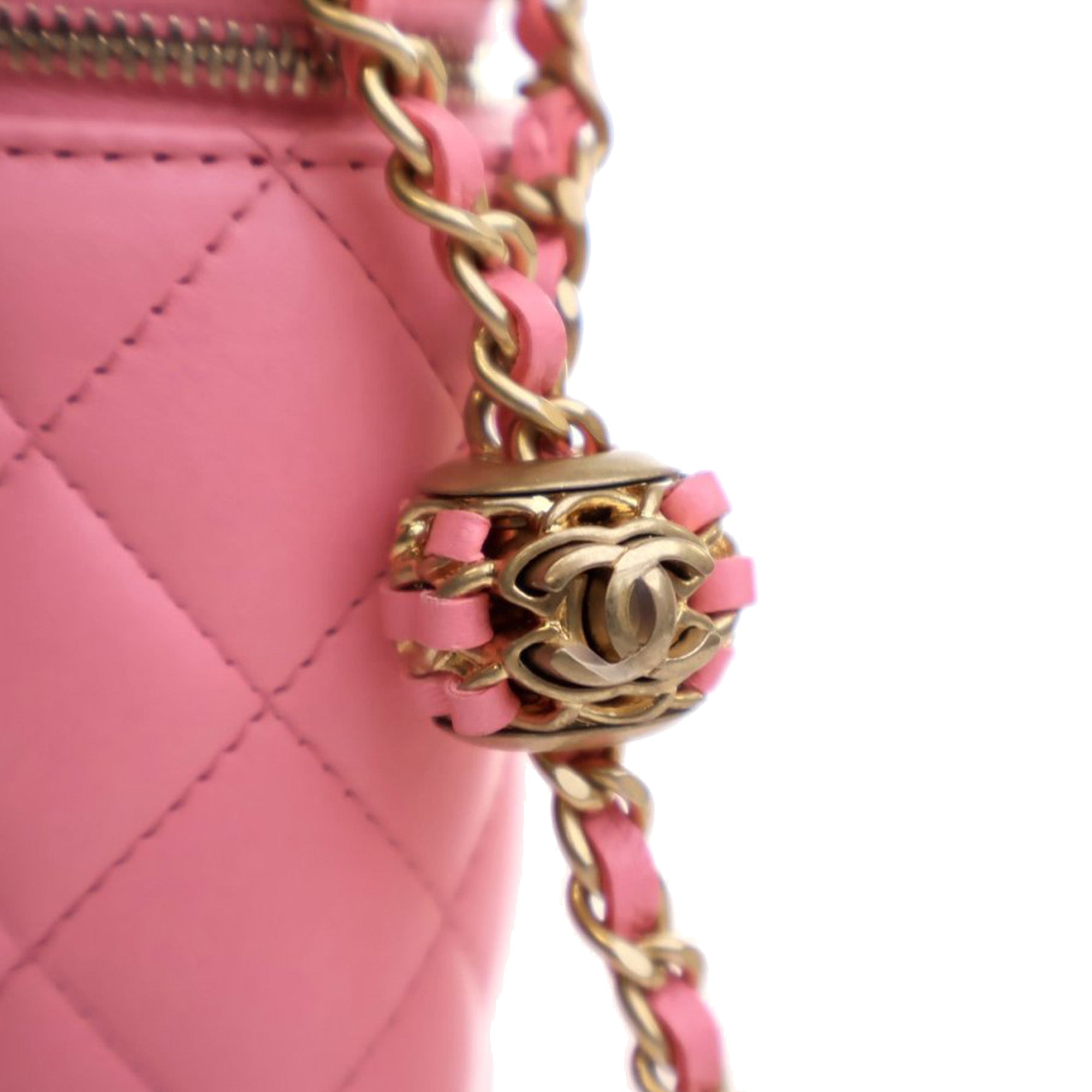 Chanel Small Quilted Lambskin Pearl Crush Vanity Case with Chain - image 8