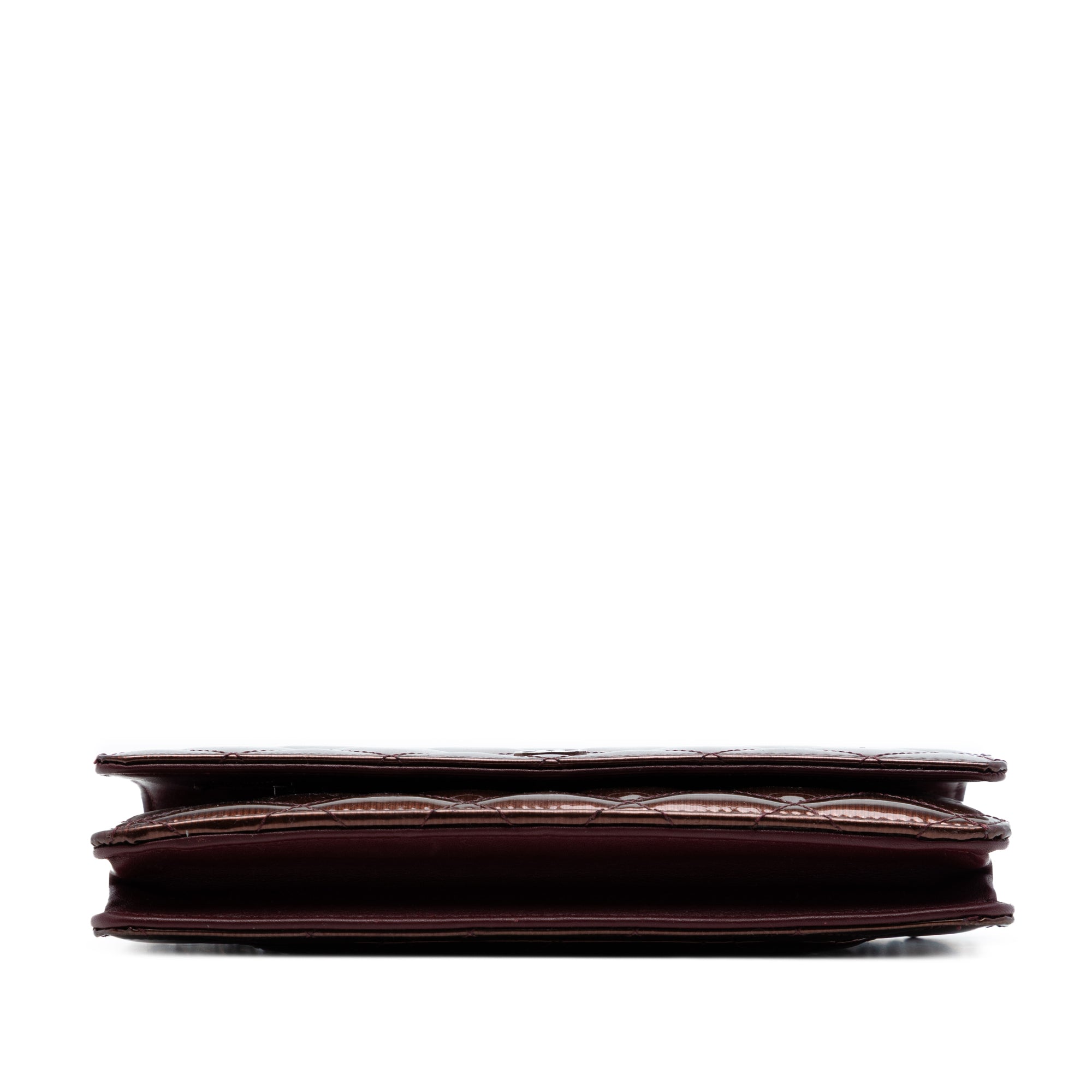 Chanel CC Quilted Striated Metallic Patent Wallet on Chain - image 3