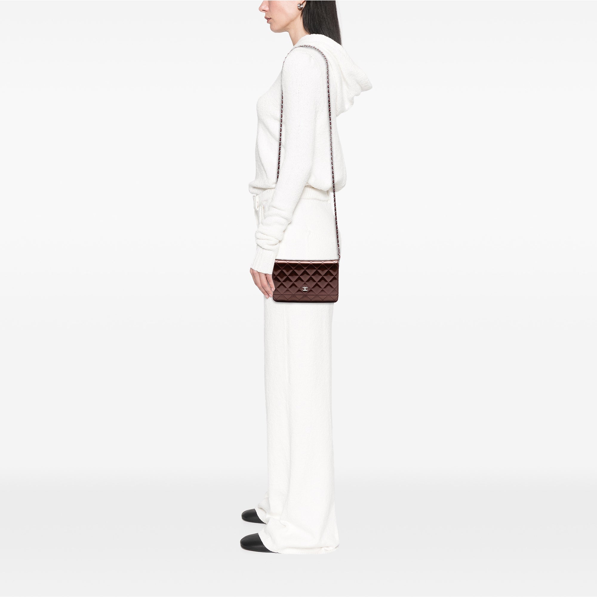 Chanel CC Quilted Striated Metallic Patent Wallet on Chain - image 7