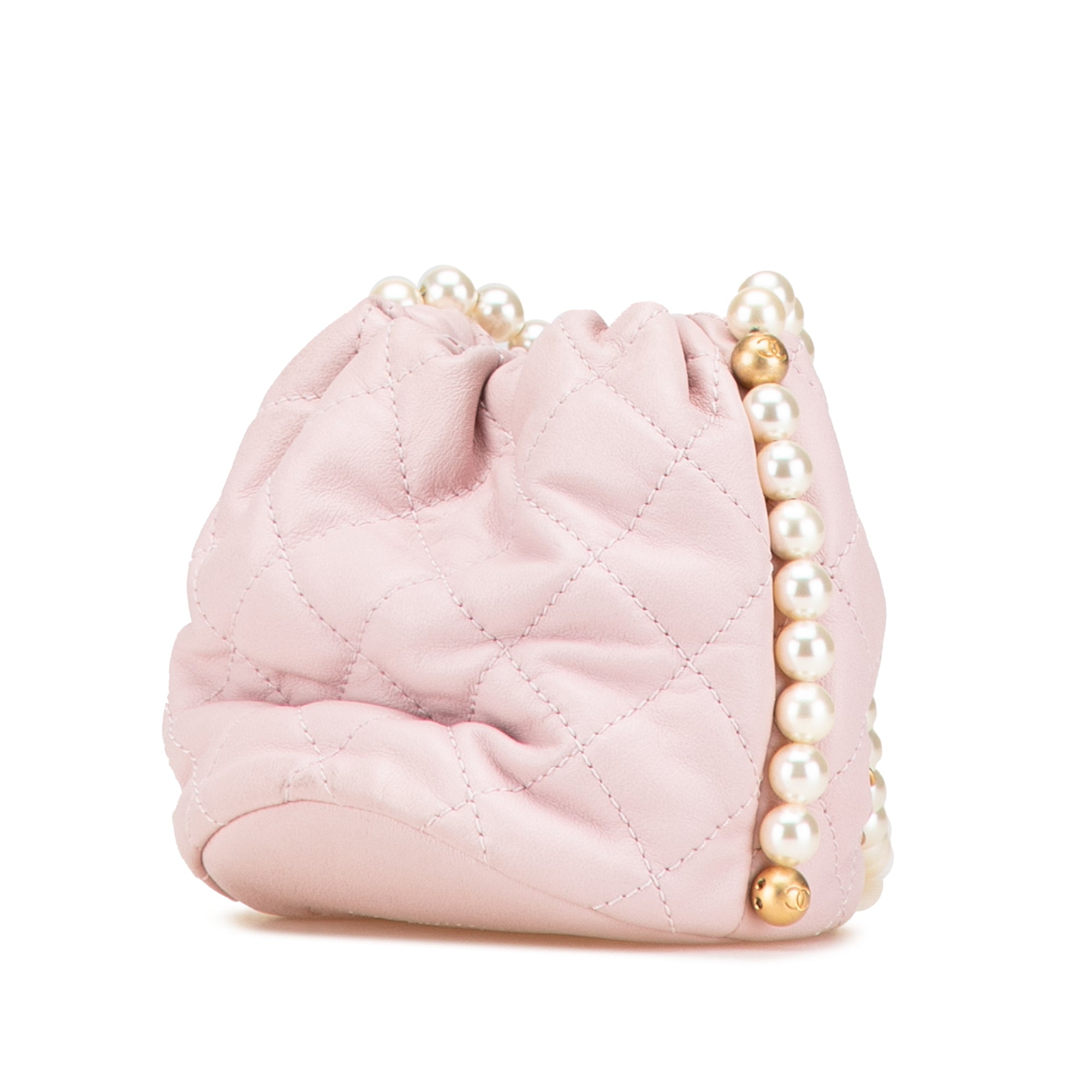 Chanel Mini Quilted Calfskin About Pearls Drawstring Bucket Bag - image 2