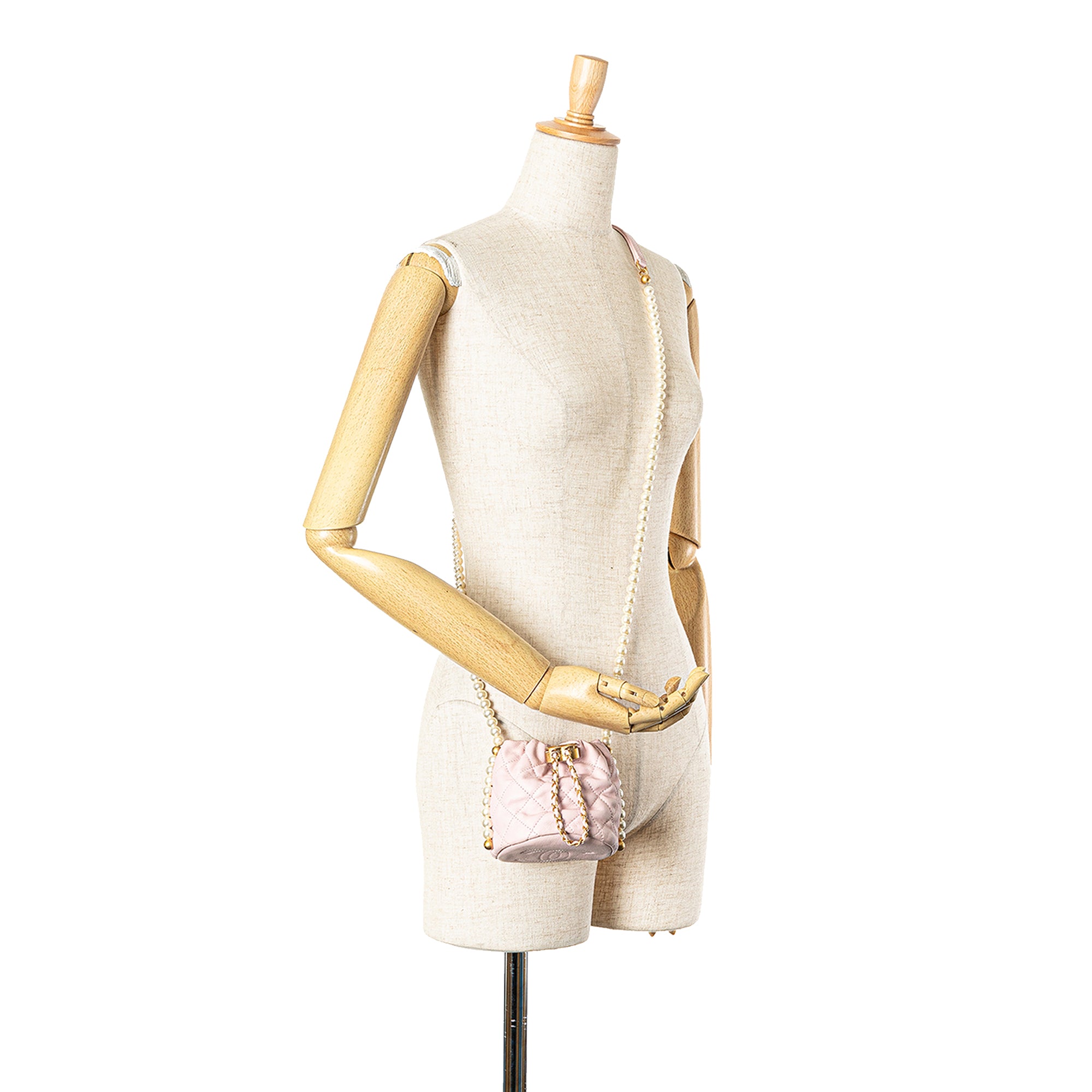 Chanel Mini Quilted Calfskin About Pearls Drawstring Bucket Bag - image 7