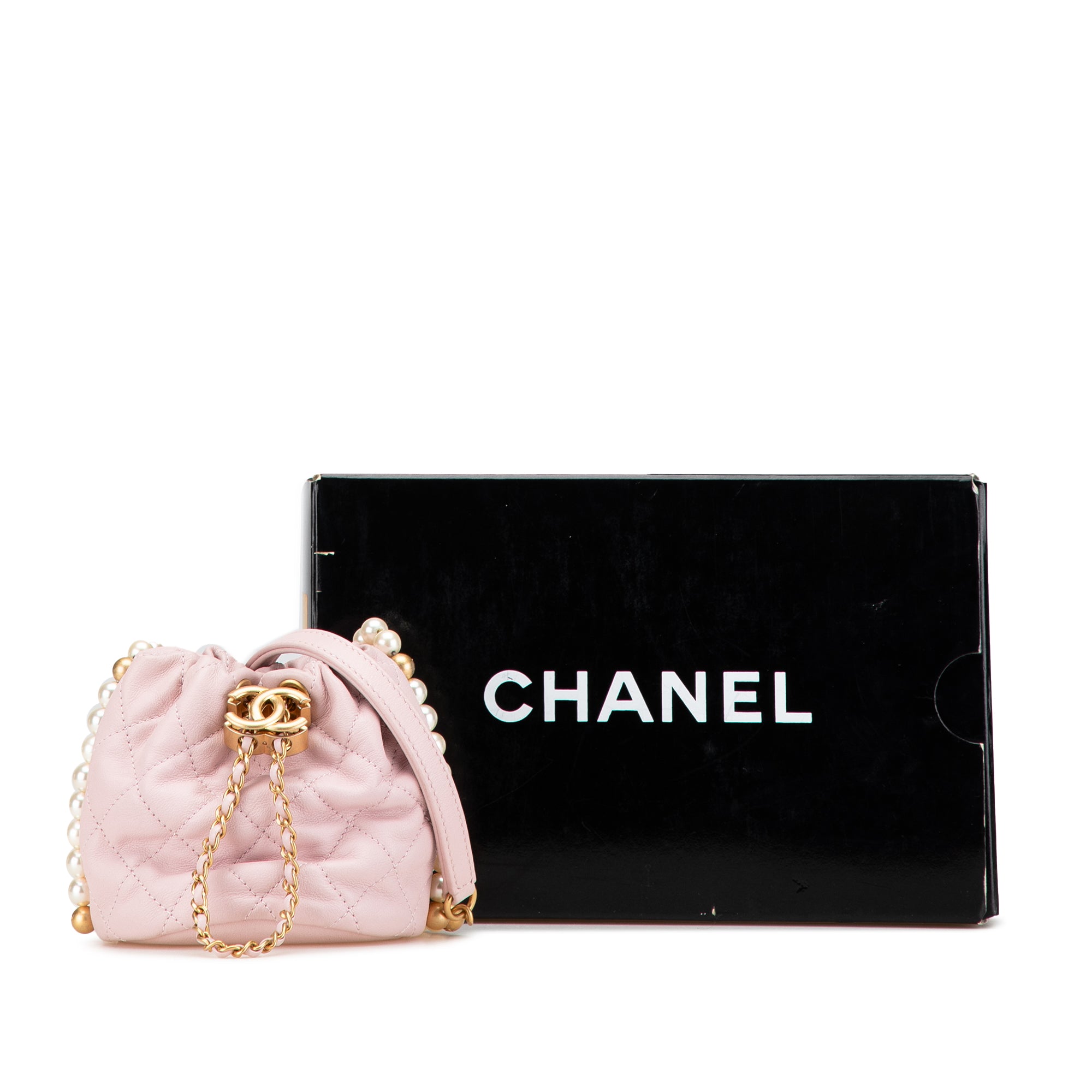 Chanel Mini Quilted Calfskin About Pearls Drawstring Bucket Bag - image 8