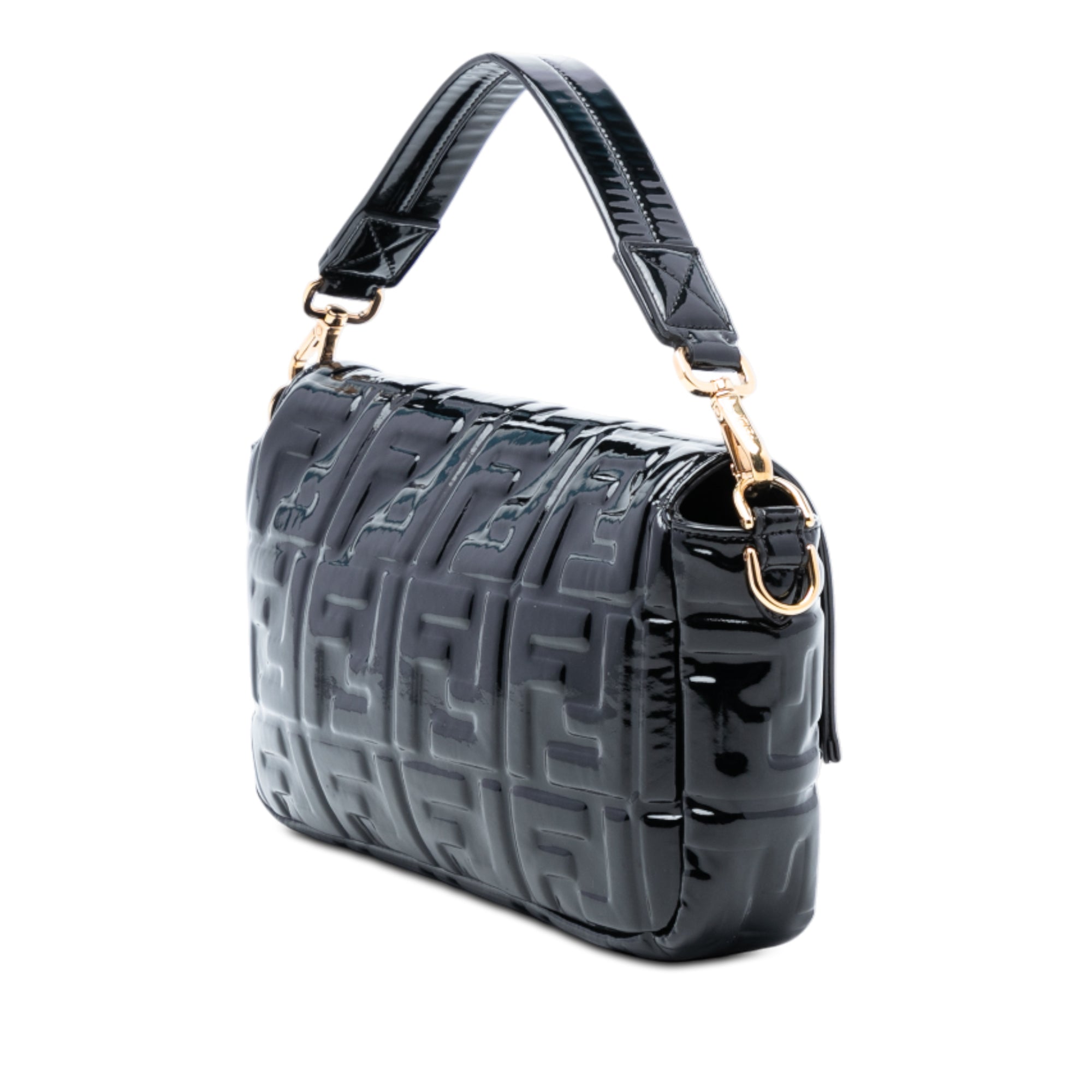 Fendi Medium Zucca Embossed Patent Baguette Satchel - image 2
