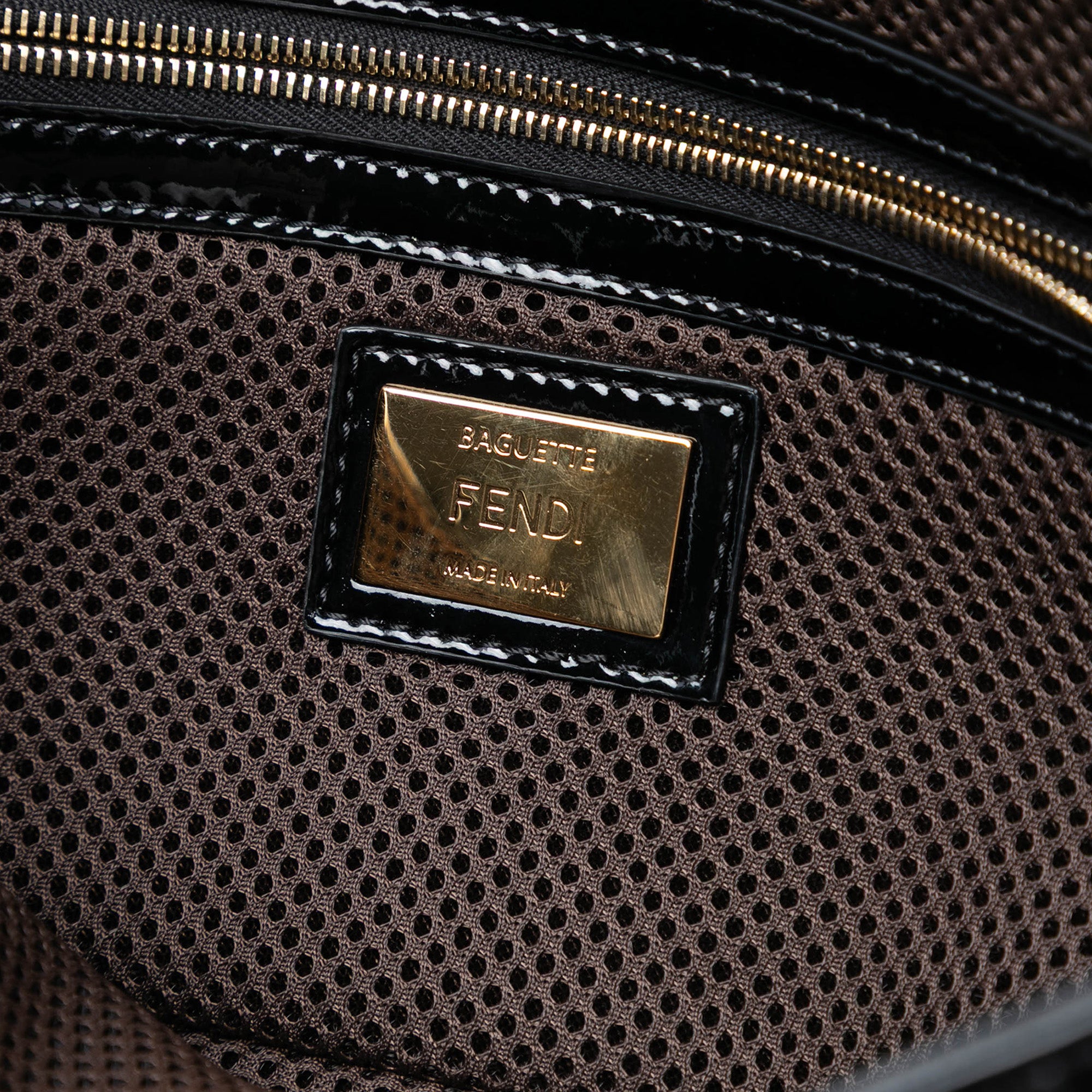Fendi Medium Zucca Embossed Patent Baguette Satchel - image 5