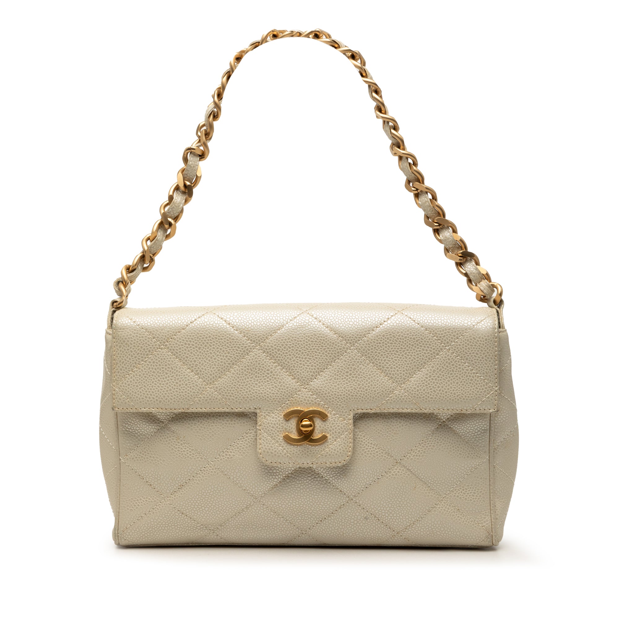 Chanel CC Diamond Quilted Caviar Shoulder Bag - image 1