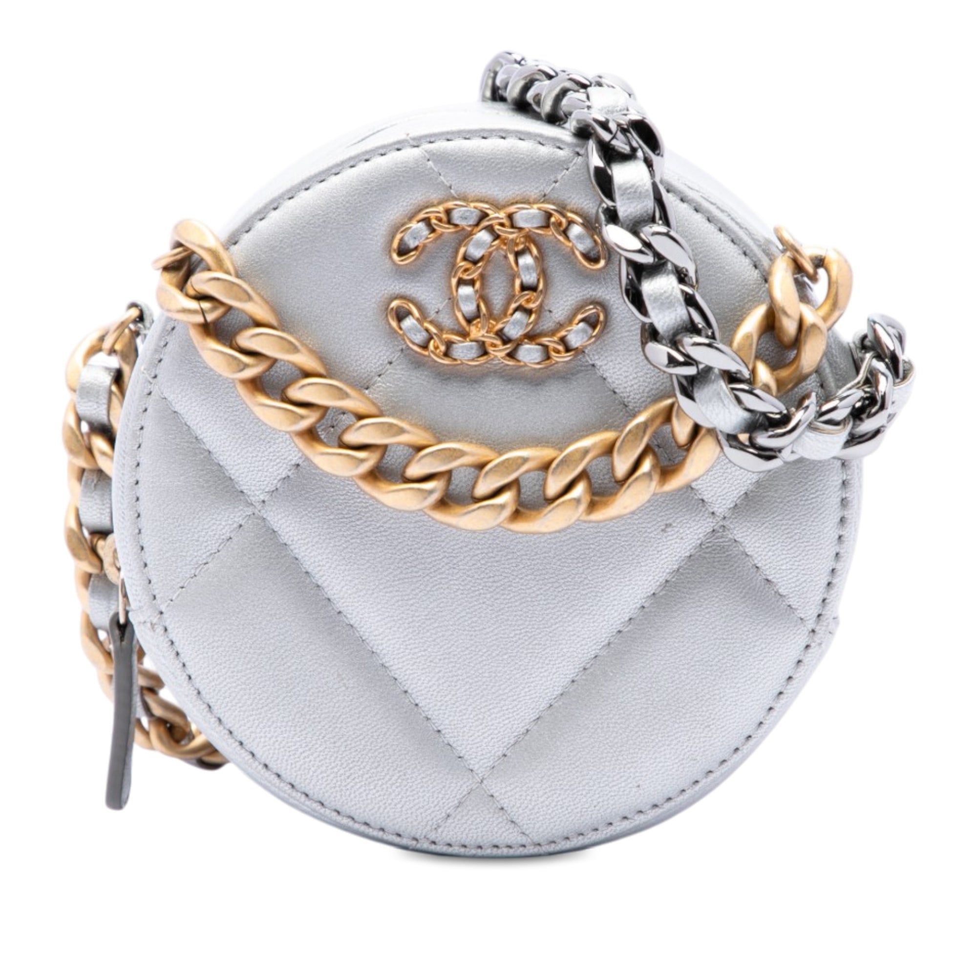 Chanel Metallic Lambskin 19 Round Clutch with Chain - image 1