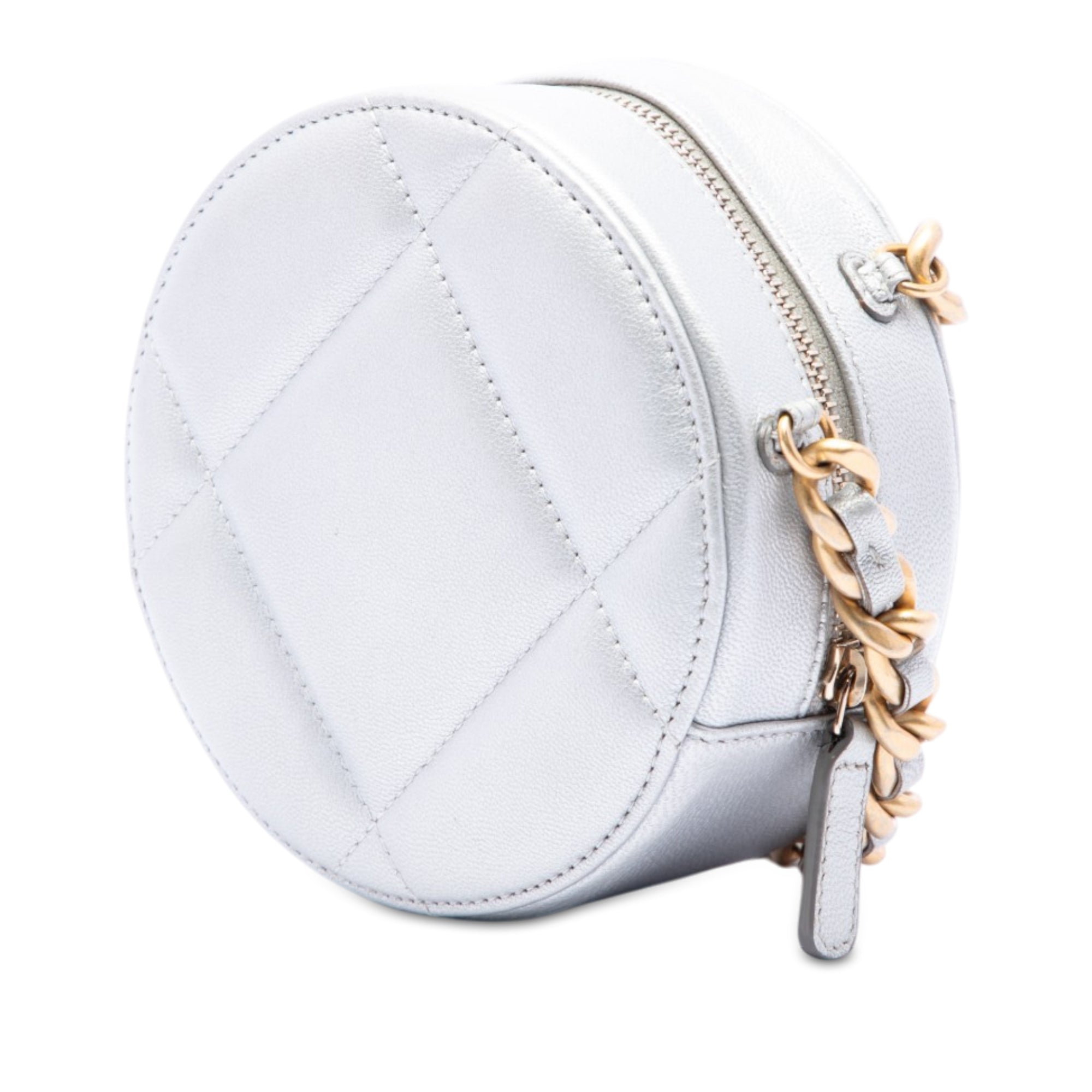 Chanel Metallic Lambskin 19 Round Clutch with Chain - image 2