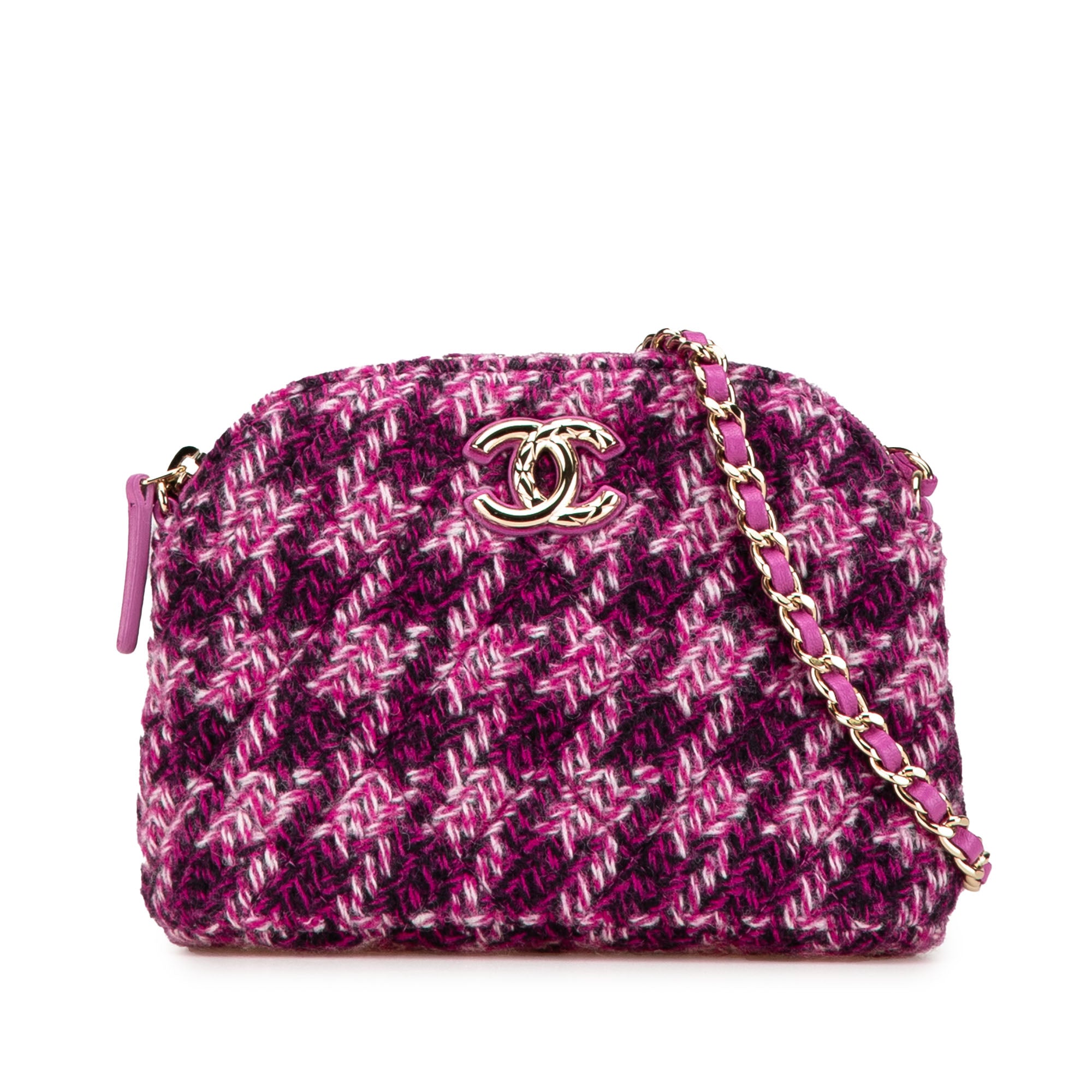Chanel CC Tweed Houndstooth Clutch On Chain - image 1