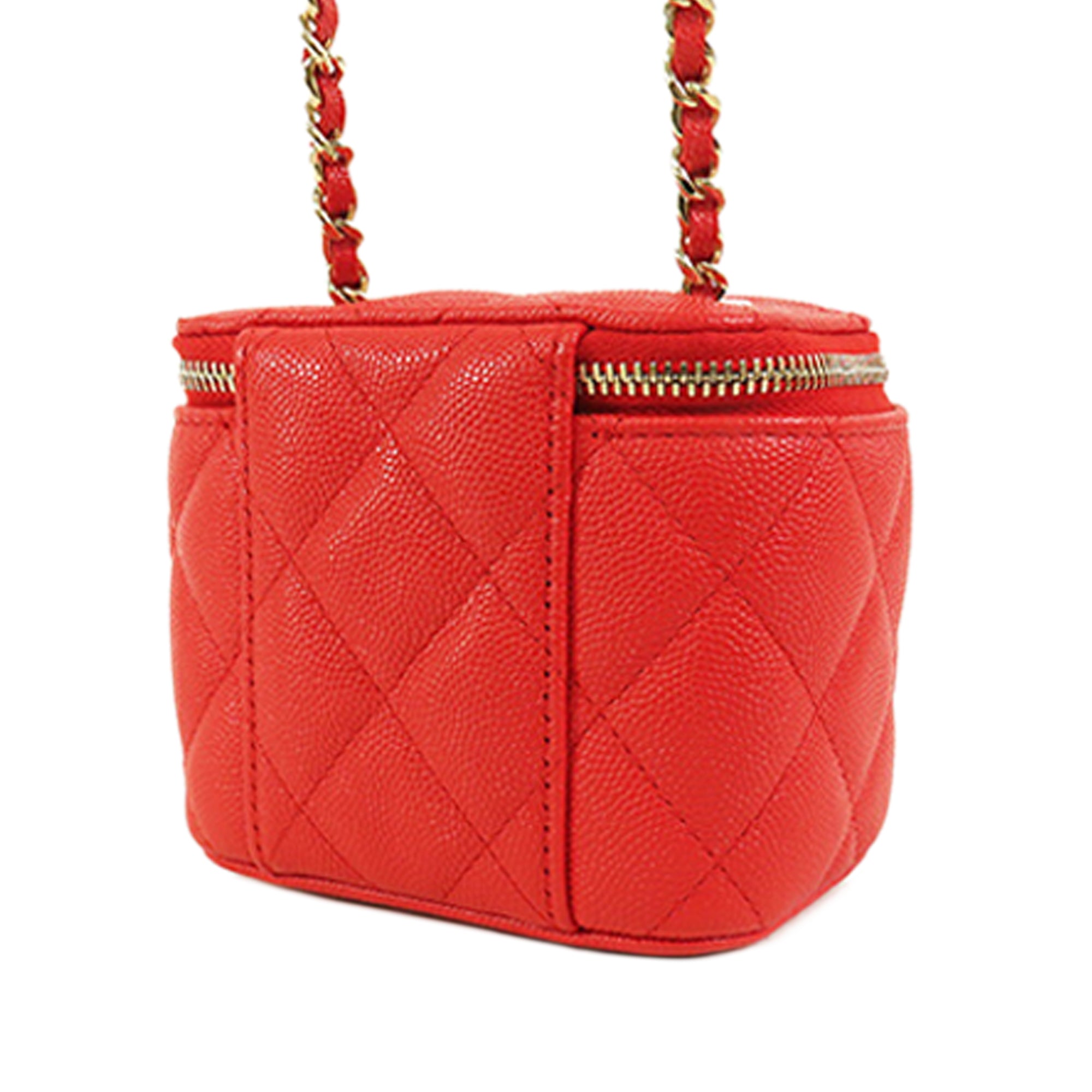 Chanel Mini Quilted Caviar Vanity Case with Chain - image 2