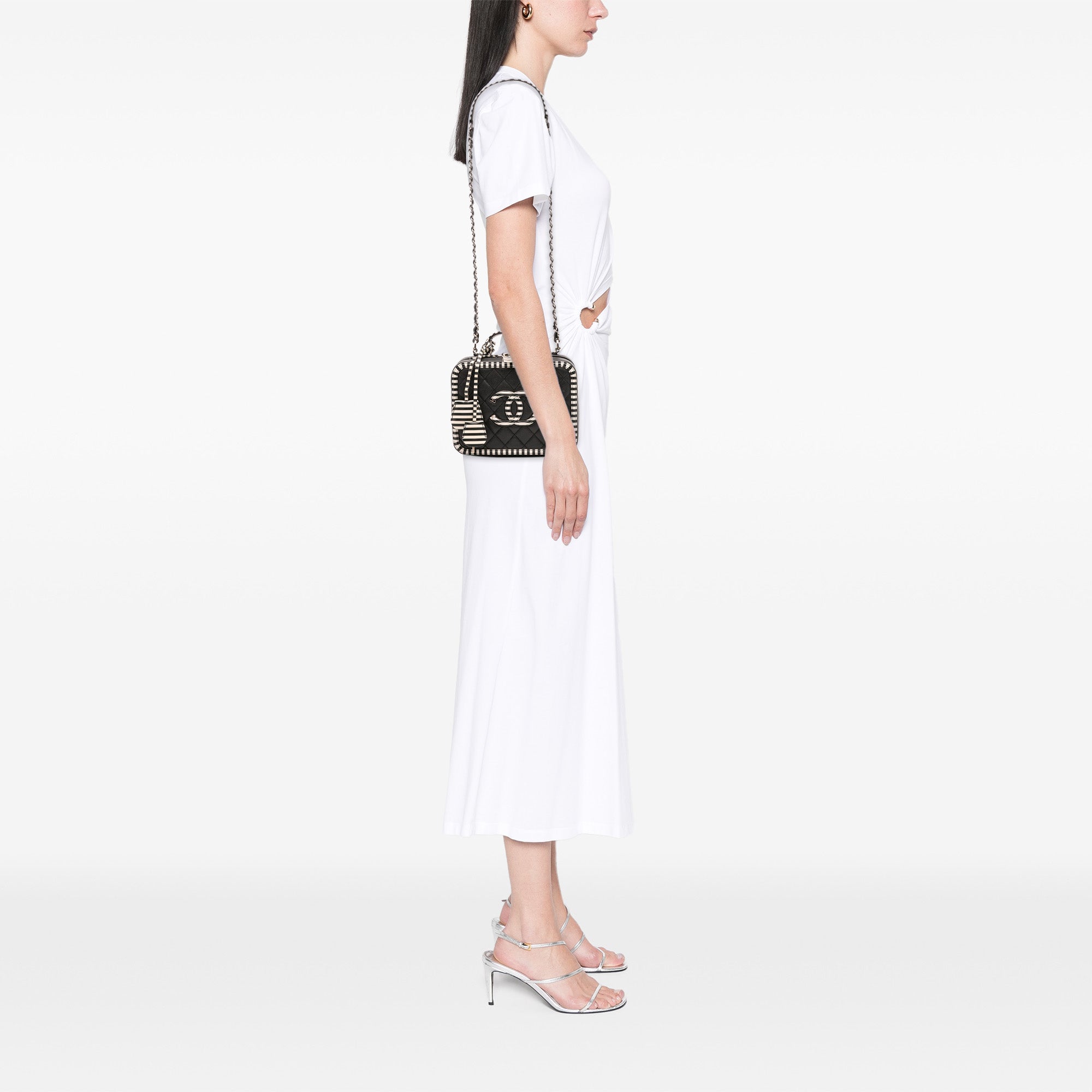 Chanel Small Caviar Striped CC Filigree Vanity Case - image 12