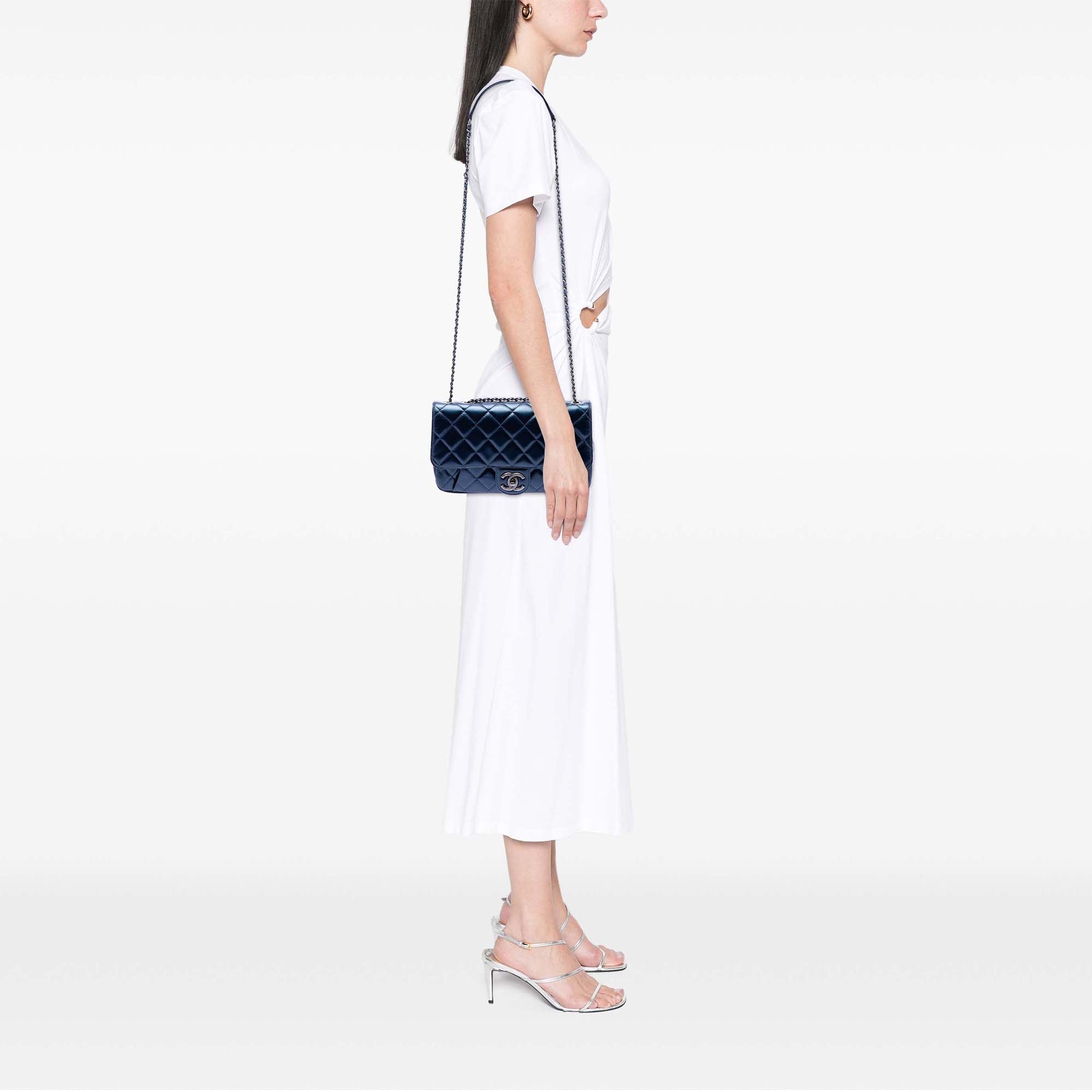 Chanel Medium Quilted Glazed Calfskin Coco Pleats Flap - image 6