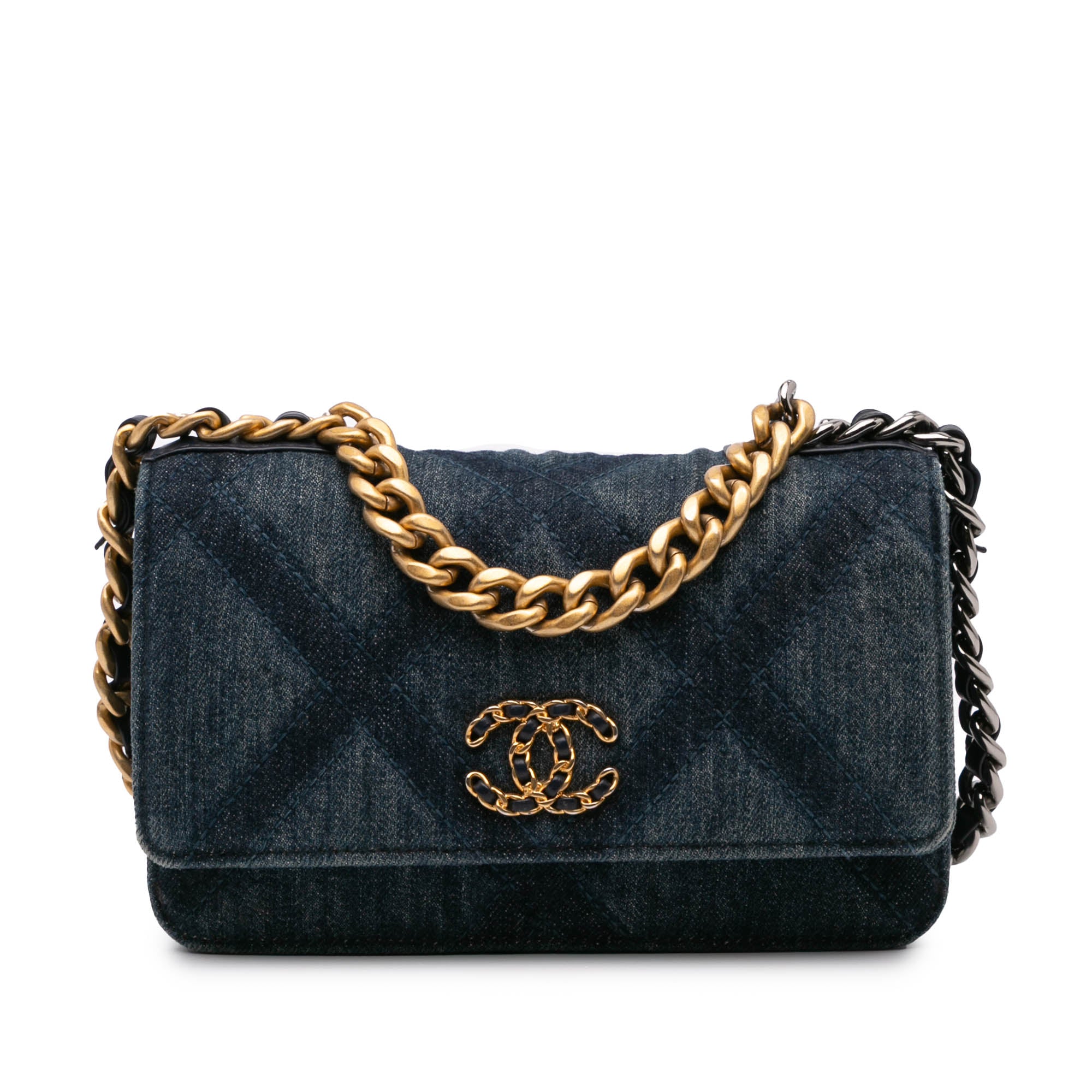 Chanel Denim 19 Flap Wallet On Chain - image 1