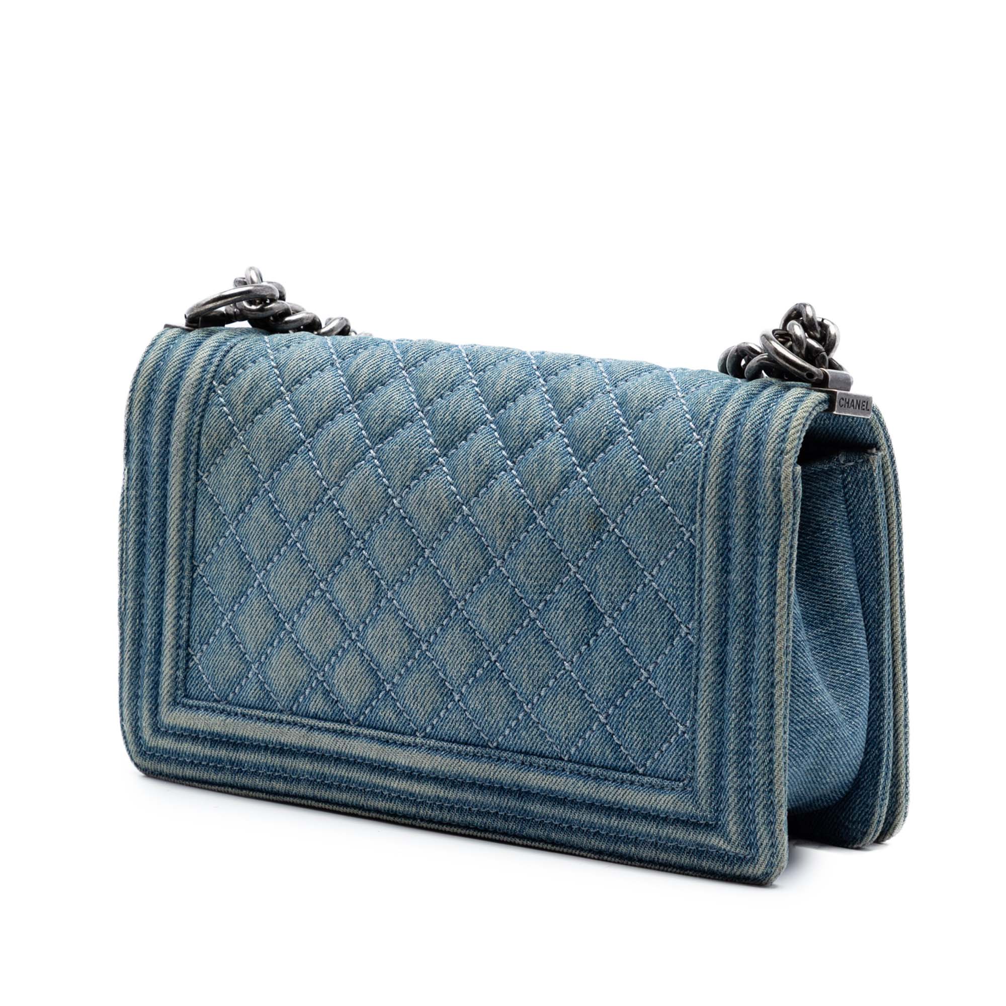 Chanel Old Medium Quilted Denim Boy Flap - image 2