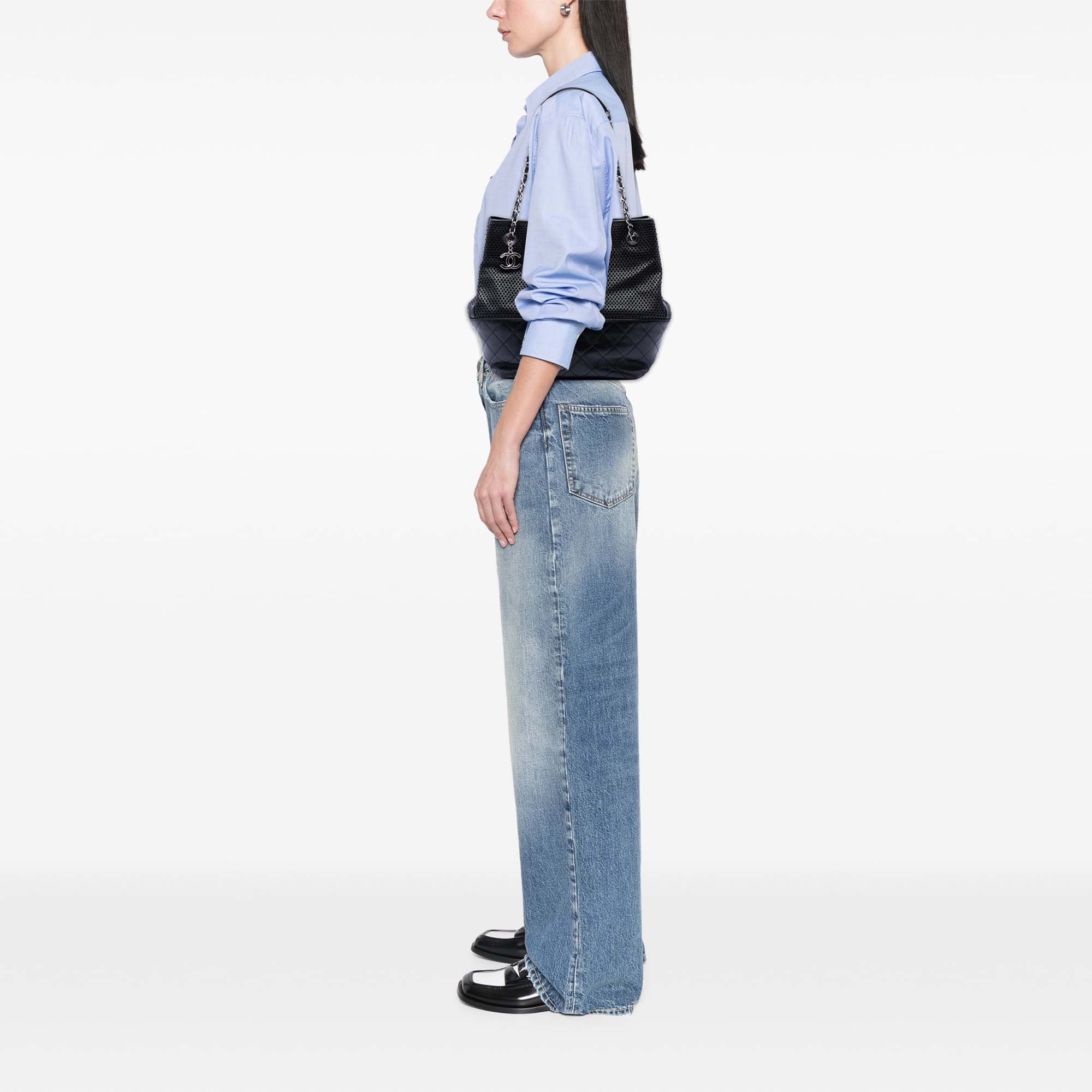 Chanel Perforated Calfskin Up In The Air North South Tote - image 6