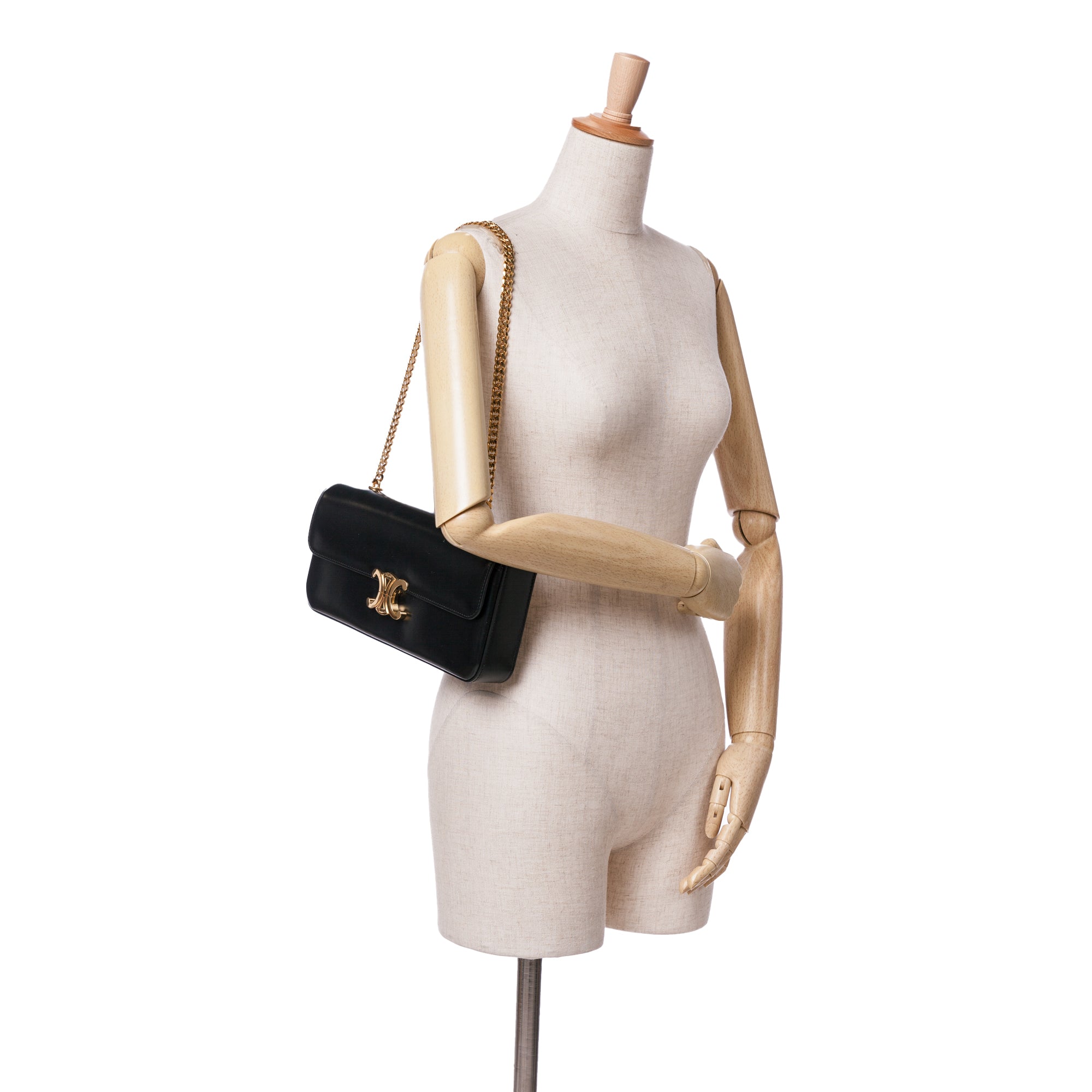 Celine Shiny Calfskin Triomphe Chain Shoulder Bag - image 8