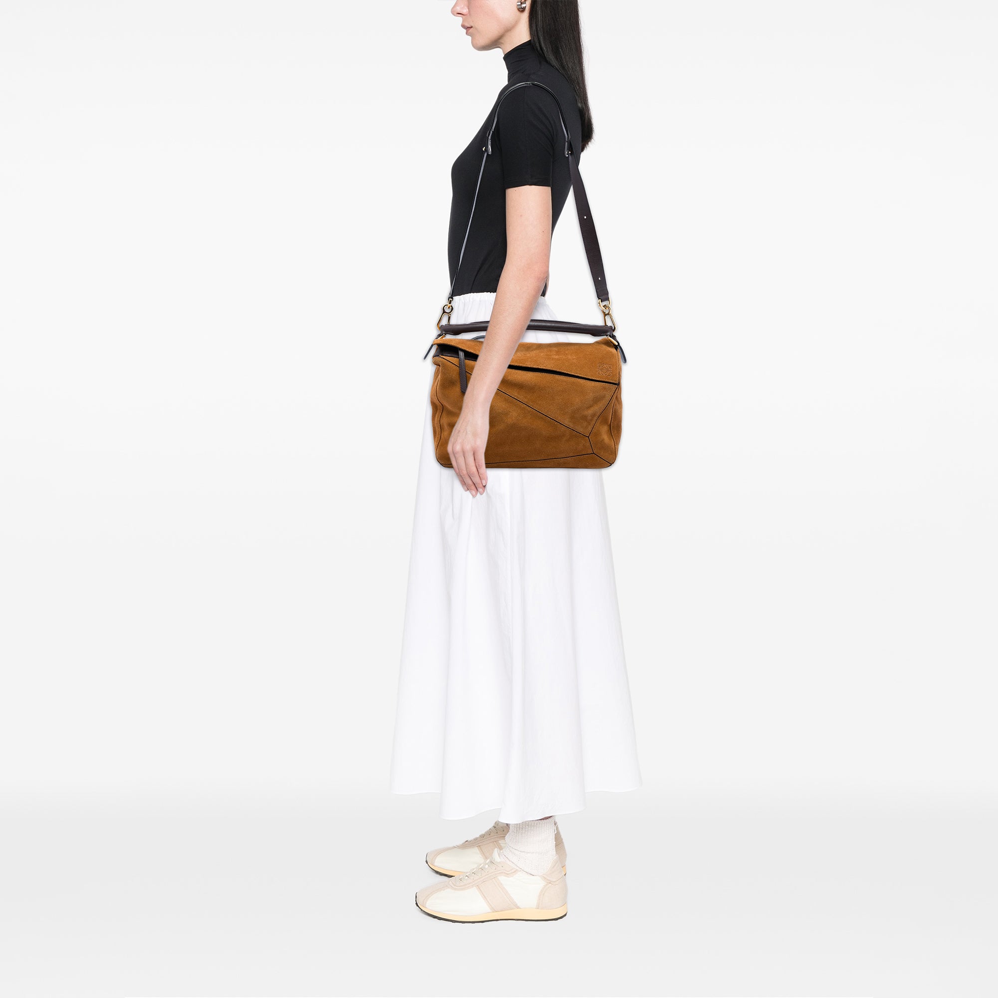 LOEWE Large Suede Puzzle Satchel - image 6