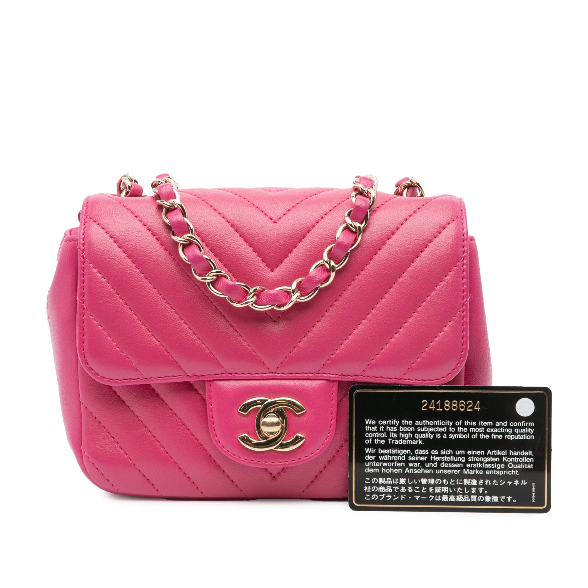 Chanel Mini Square Classic Chevron Lambskin Single Flap - image 10