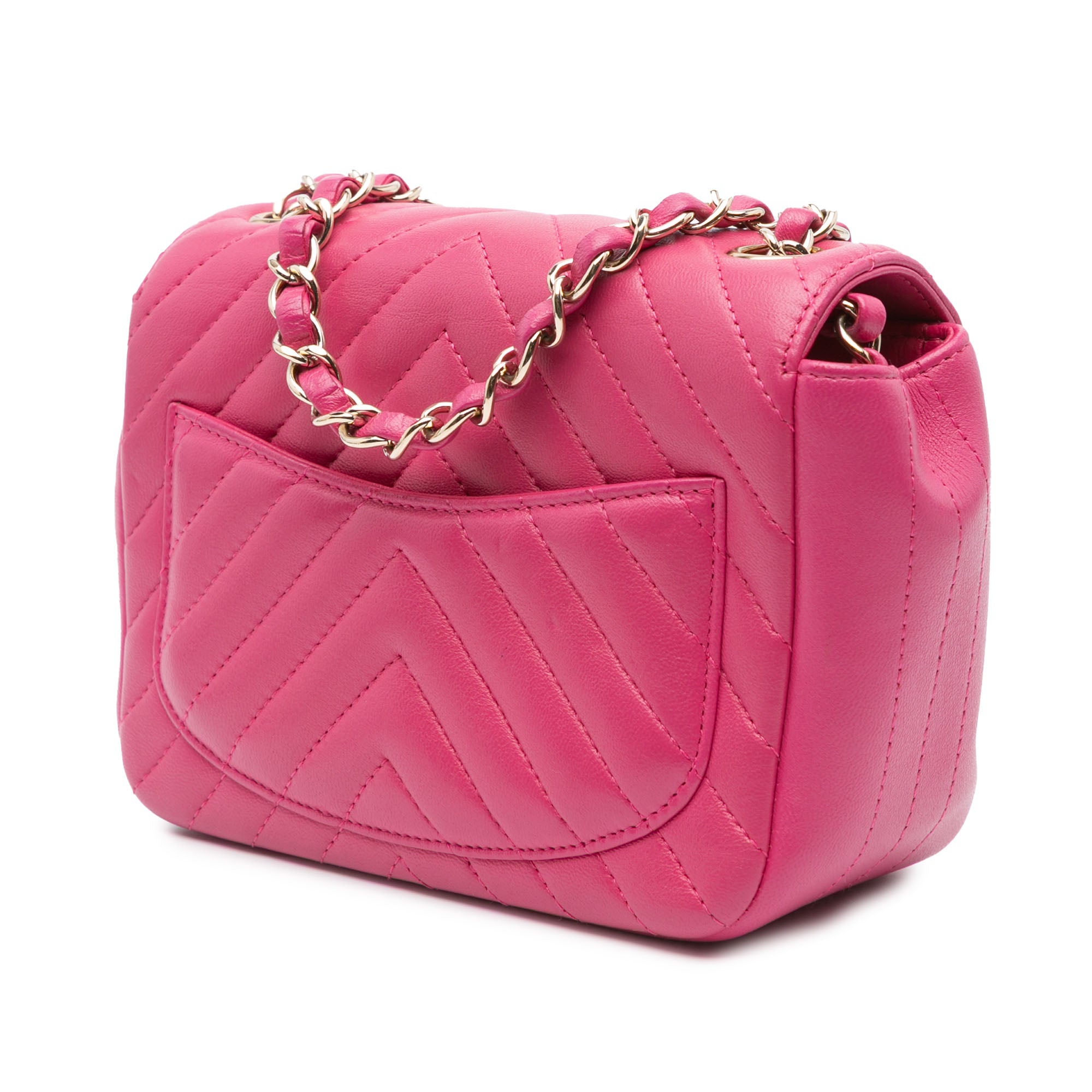 Chanel Mini Square Classic Chevron Lambskin Single Flap - image 2
