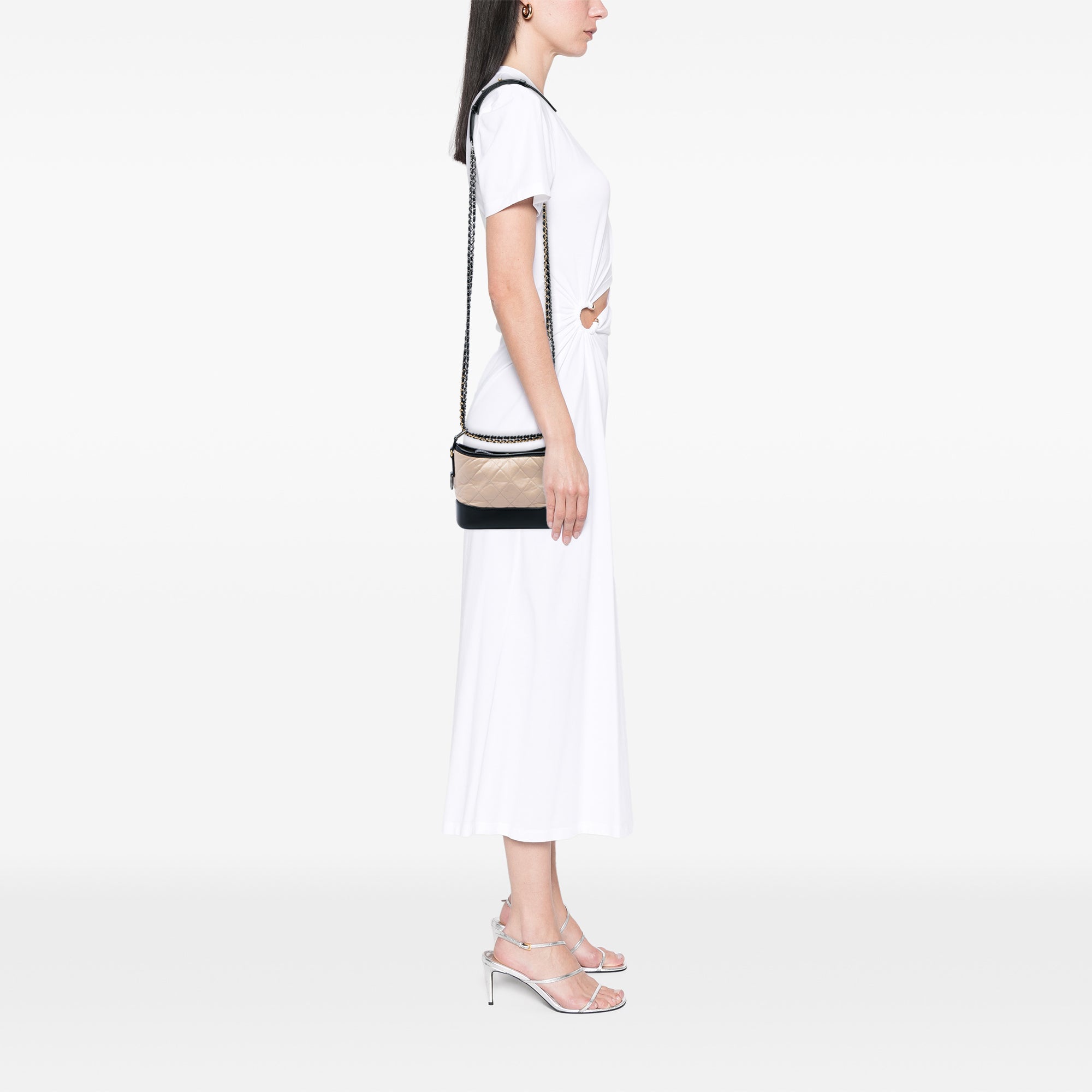 Chanel Small Bicolor Quilted Aged Calfskin Gabrielle Hobo - image 5