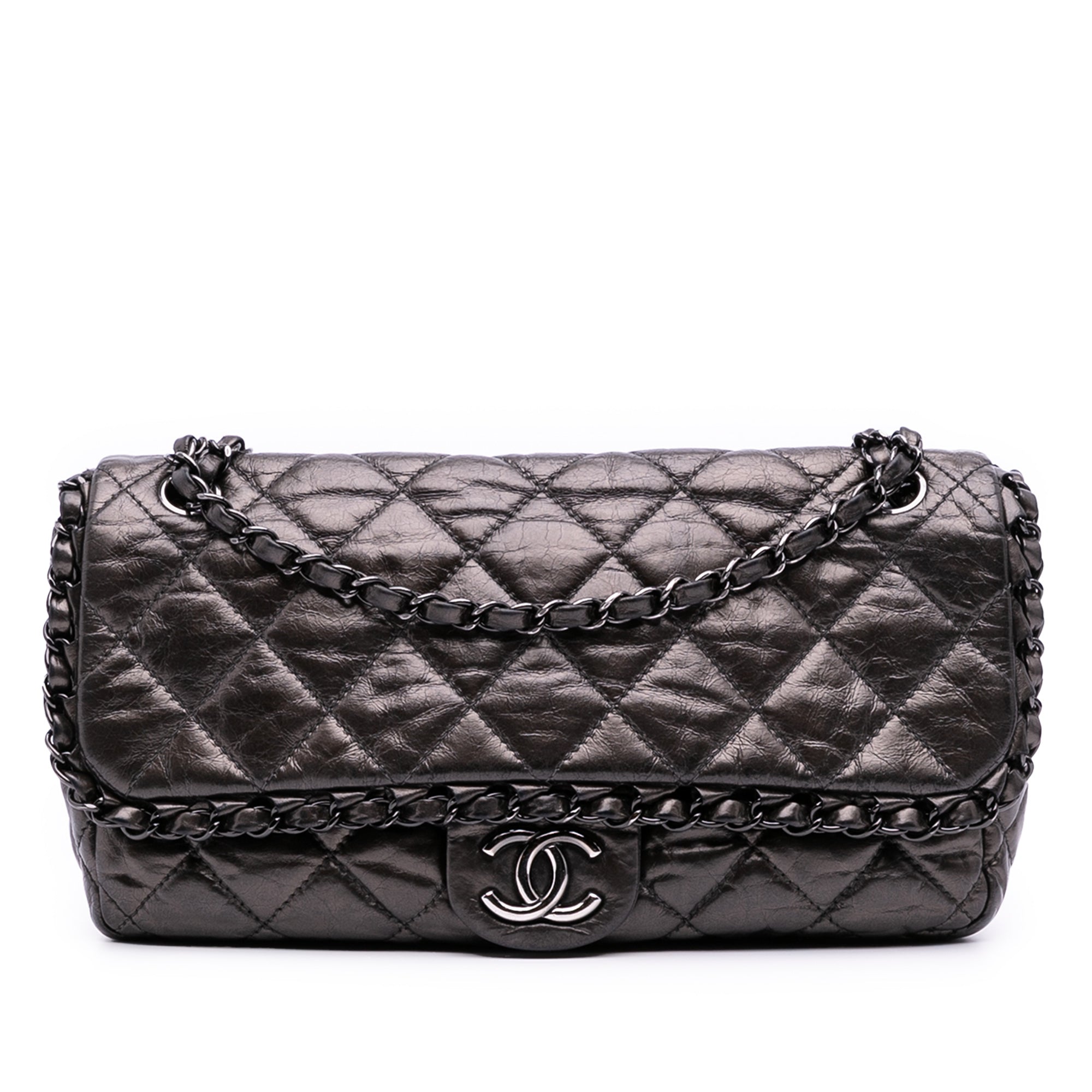 Chanel Medium Quilted Metallic Aged Calfskin Chain Me Flap - image 1