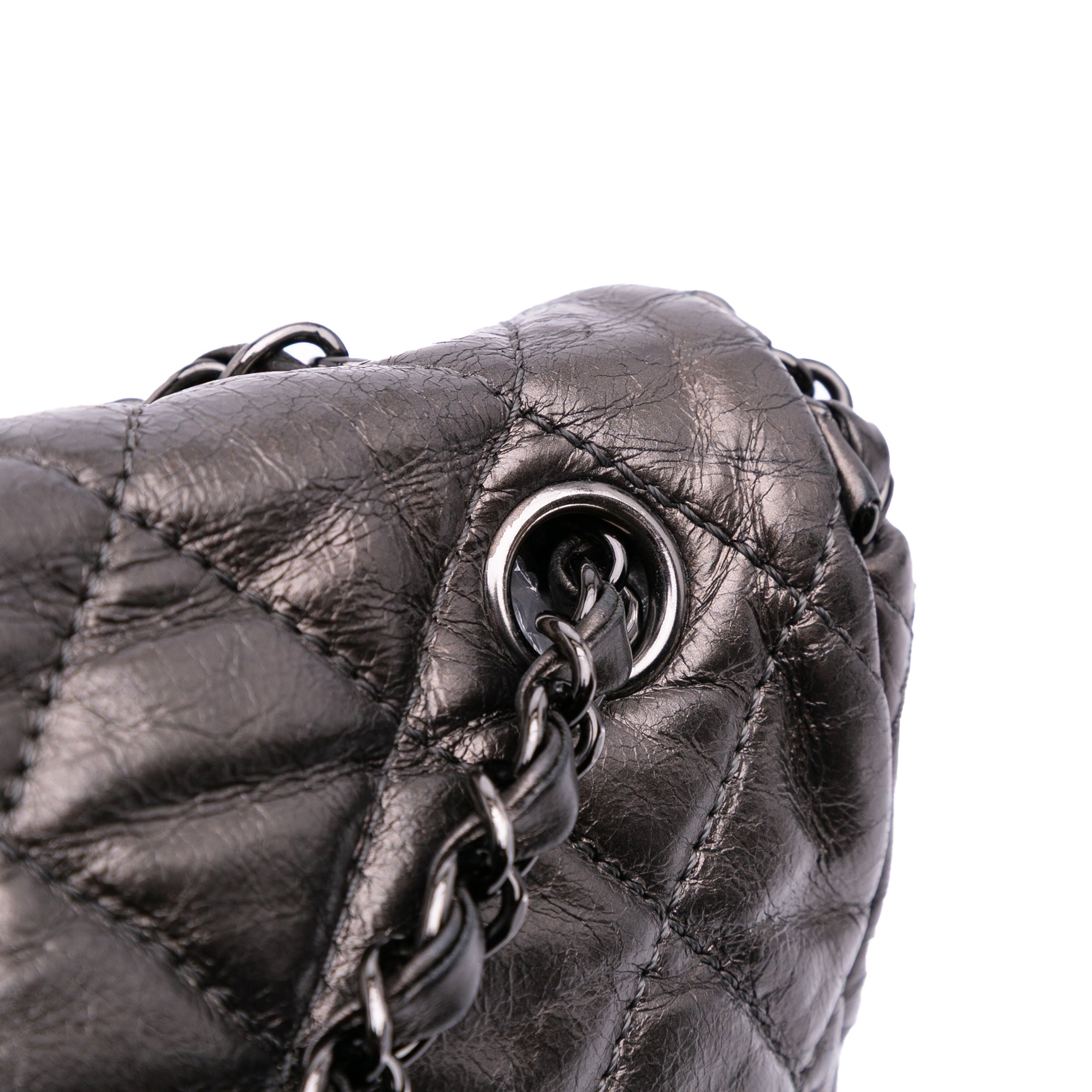 Chanel Medium Quilted Metallic Aged Calfskin Chain Me Flap - image 10