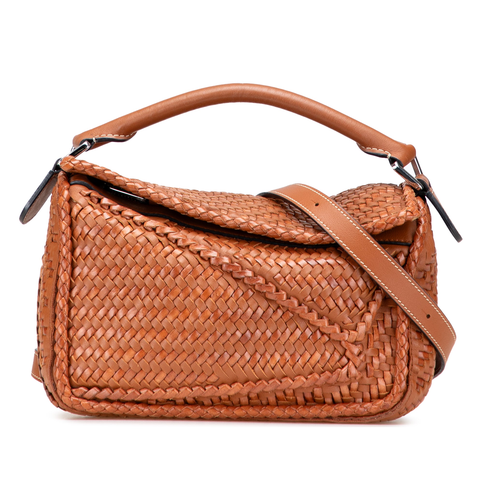 LOEWE Small Woven Calfskin Puzzle Satchel - image 1
