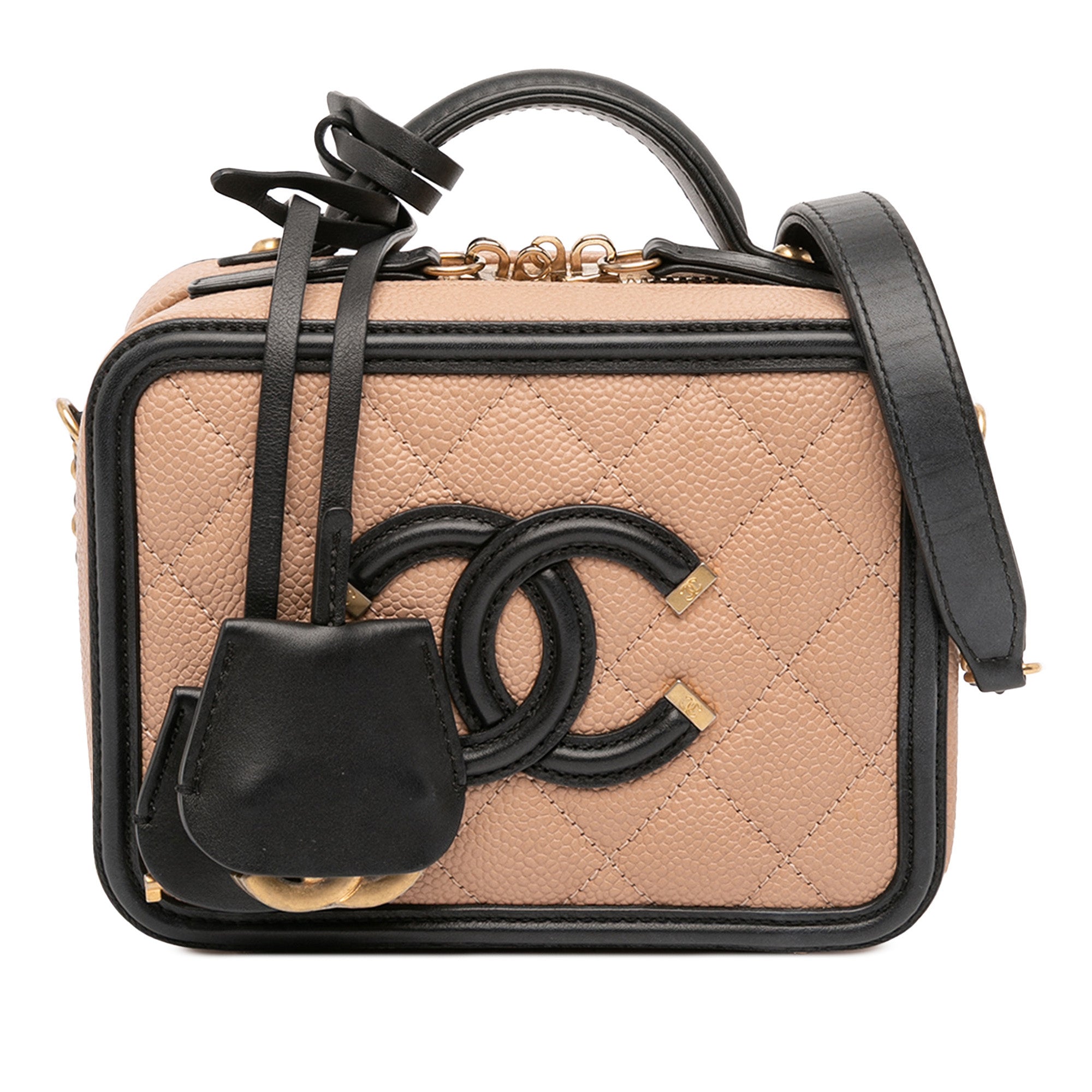 Chanel Small Bicolor Caviar CC Filigree Vanity Case - image 1