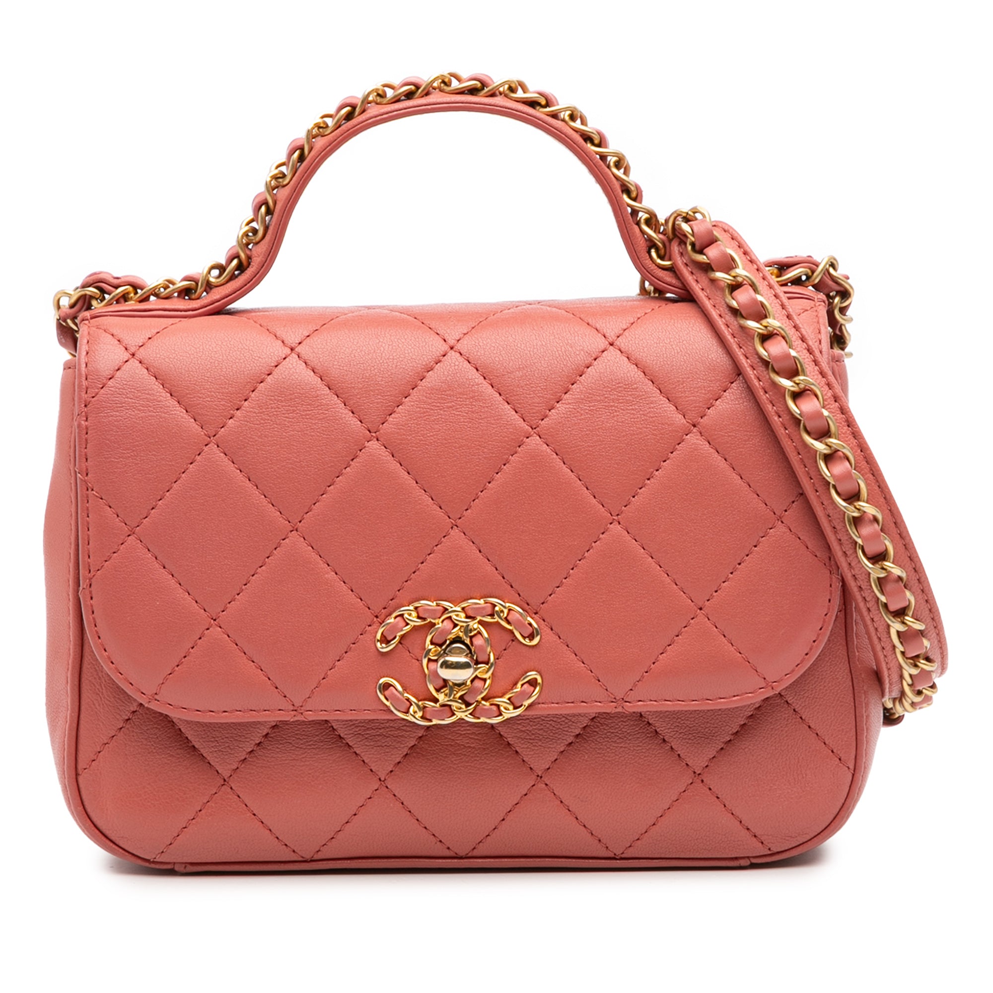Chanel Quilted Lambskin Chain Infinity Top Handle Bag - image 1