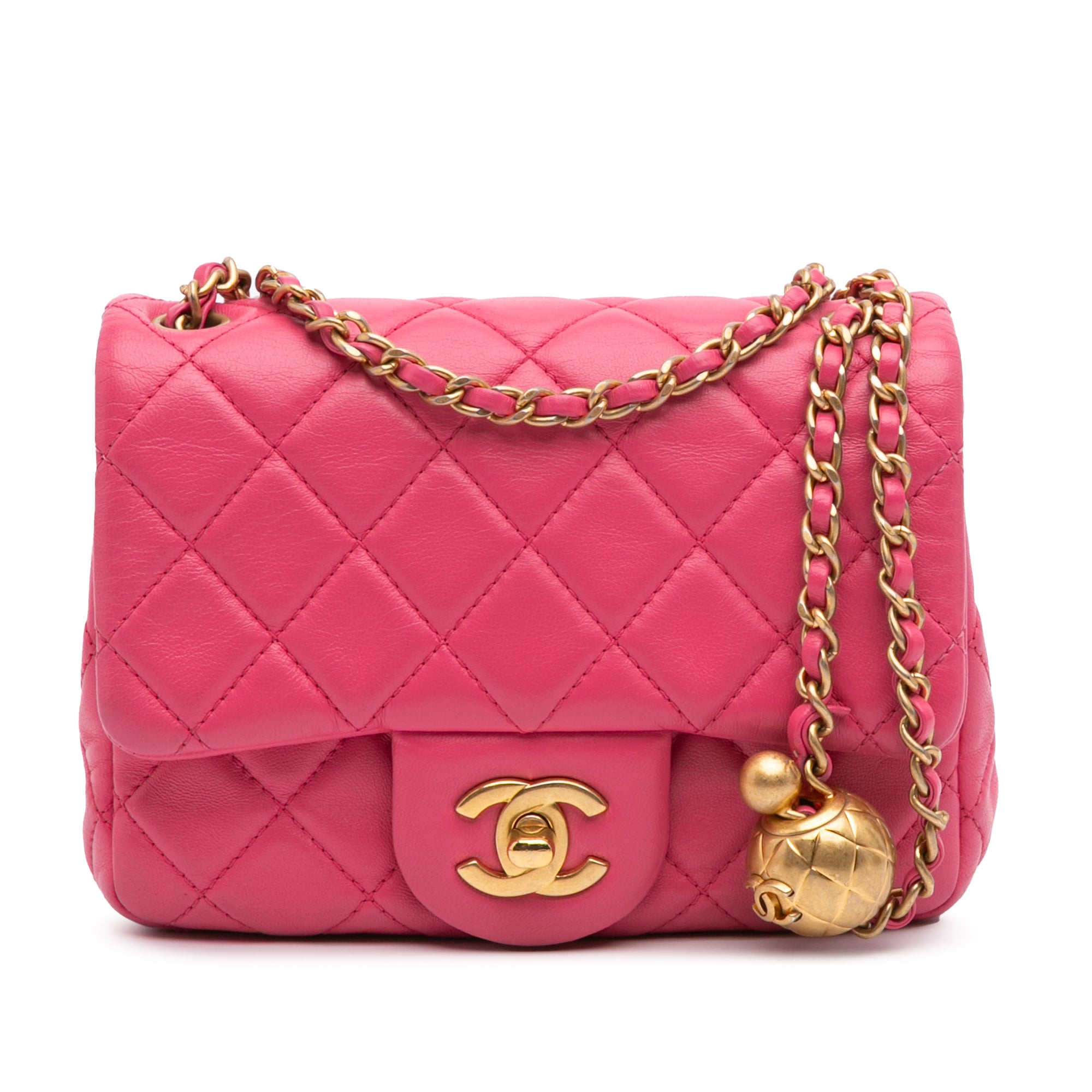 Chanel Mini Square Classic Lambskin Pearl Crush Single Flap - image 1