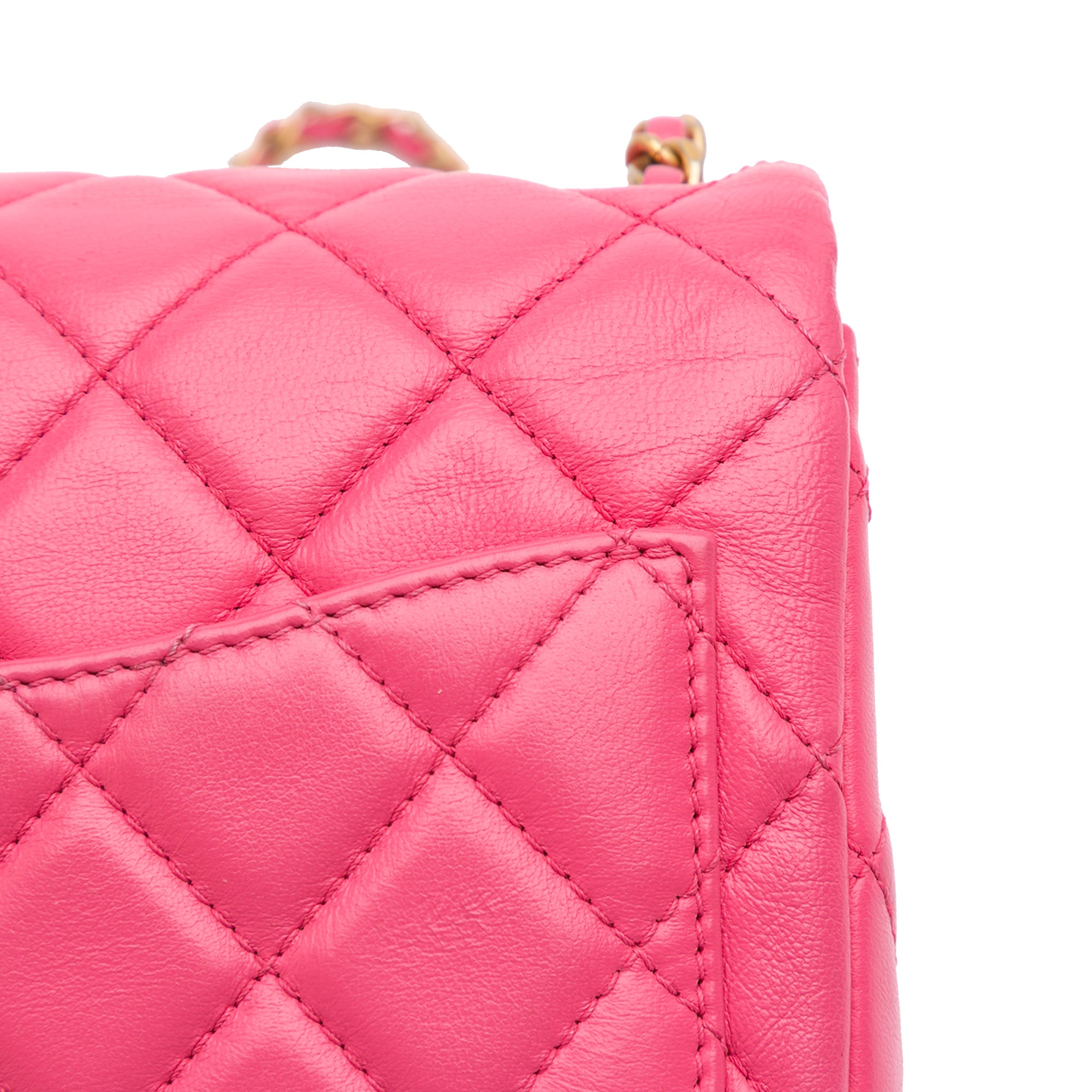Chanel Mini Square Classic Lambskin Pearl Crush Single Flap - image 9