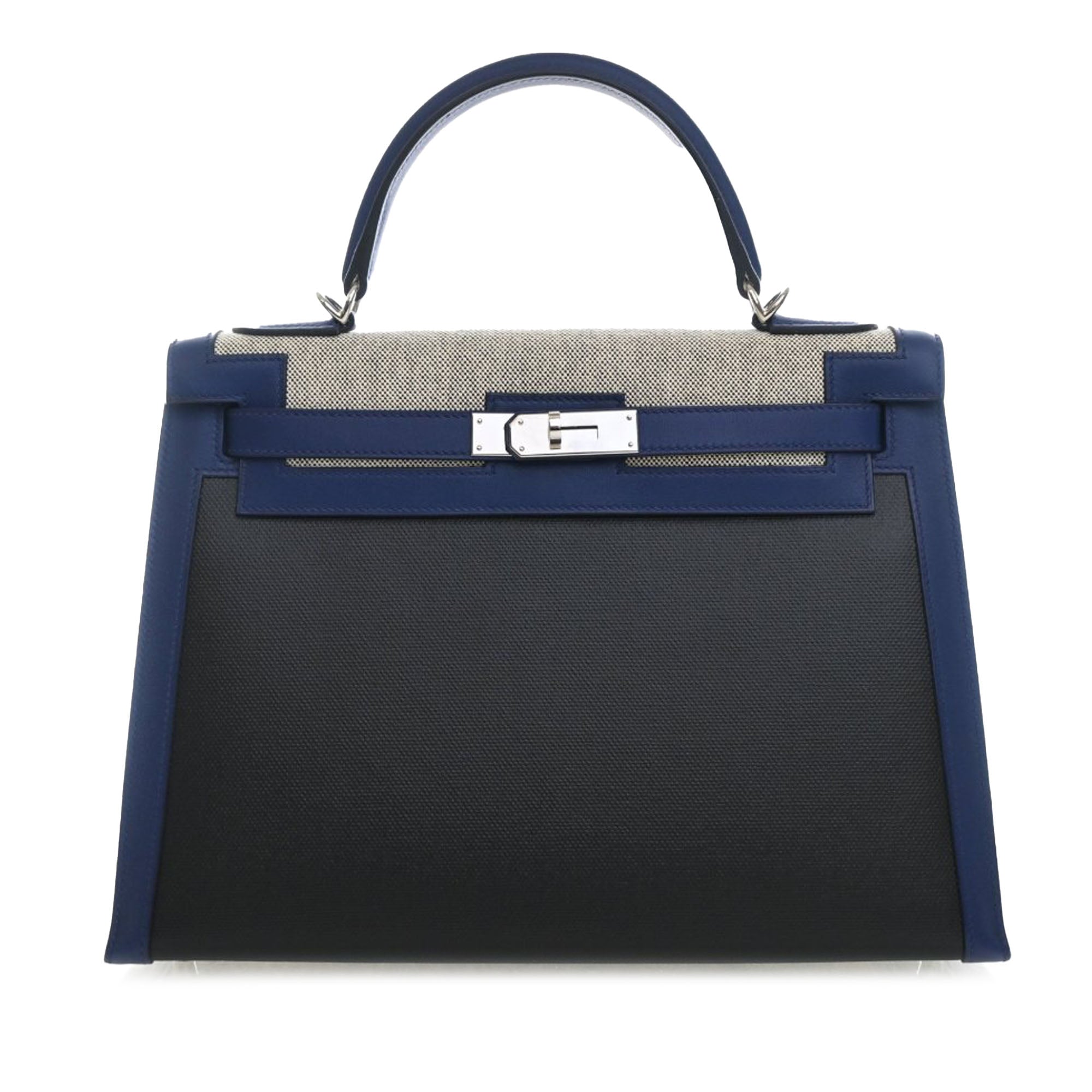 Hermès Tricolor Swift and Toile H Berline Kelly II Sellier 32 - image 1