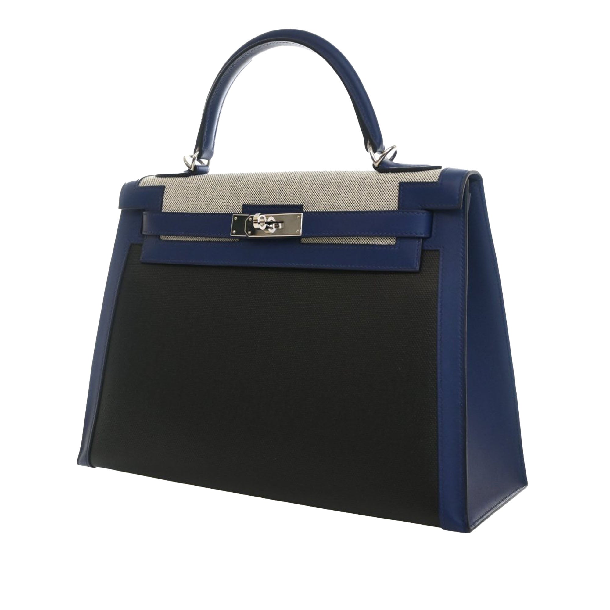 Hermès Tricolor Swift and Toile H Berline Kelly II Sellier 32 - image 11