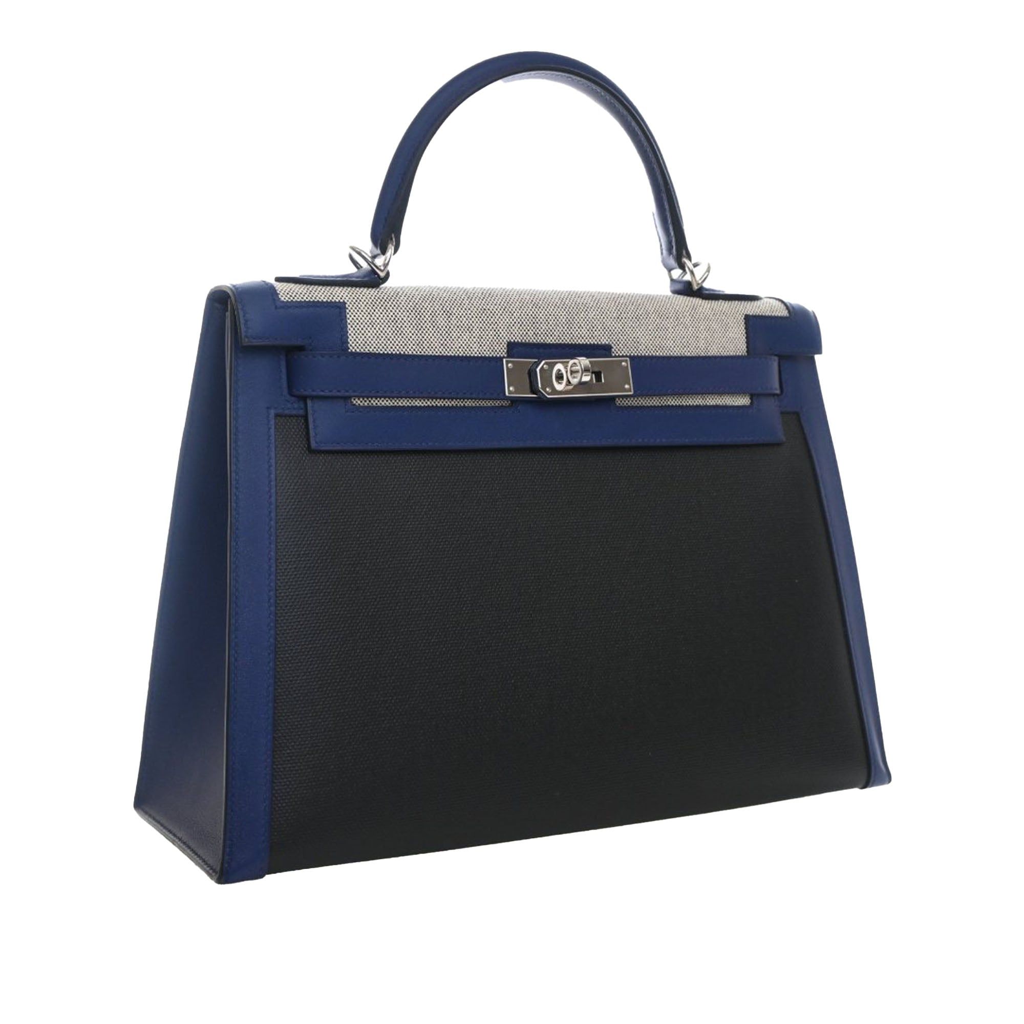 Hermès Tricolor Swift and Toile H Berline Kelly II Sellier 32 - image 12
