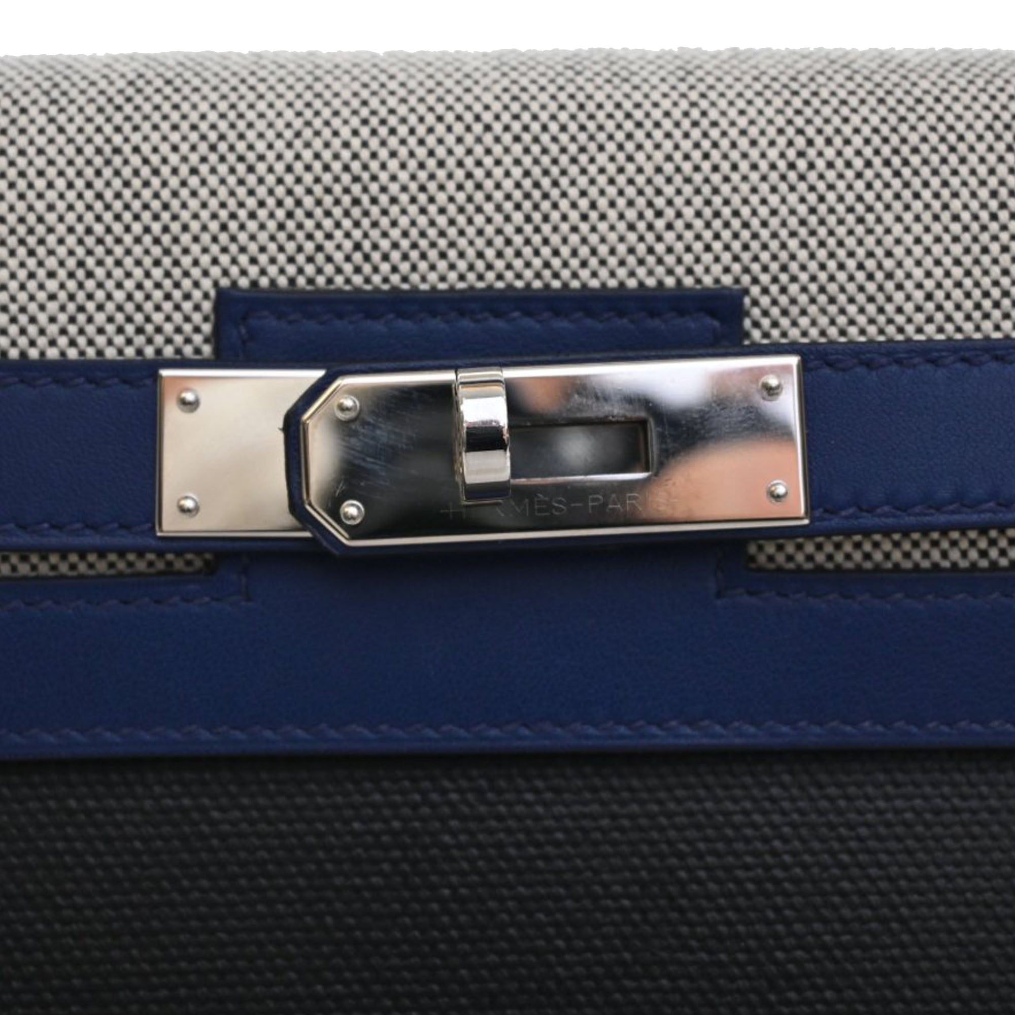 Hermès Tricolor Swift and Toile H Berline Kelly II Sellier 32 - image 6