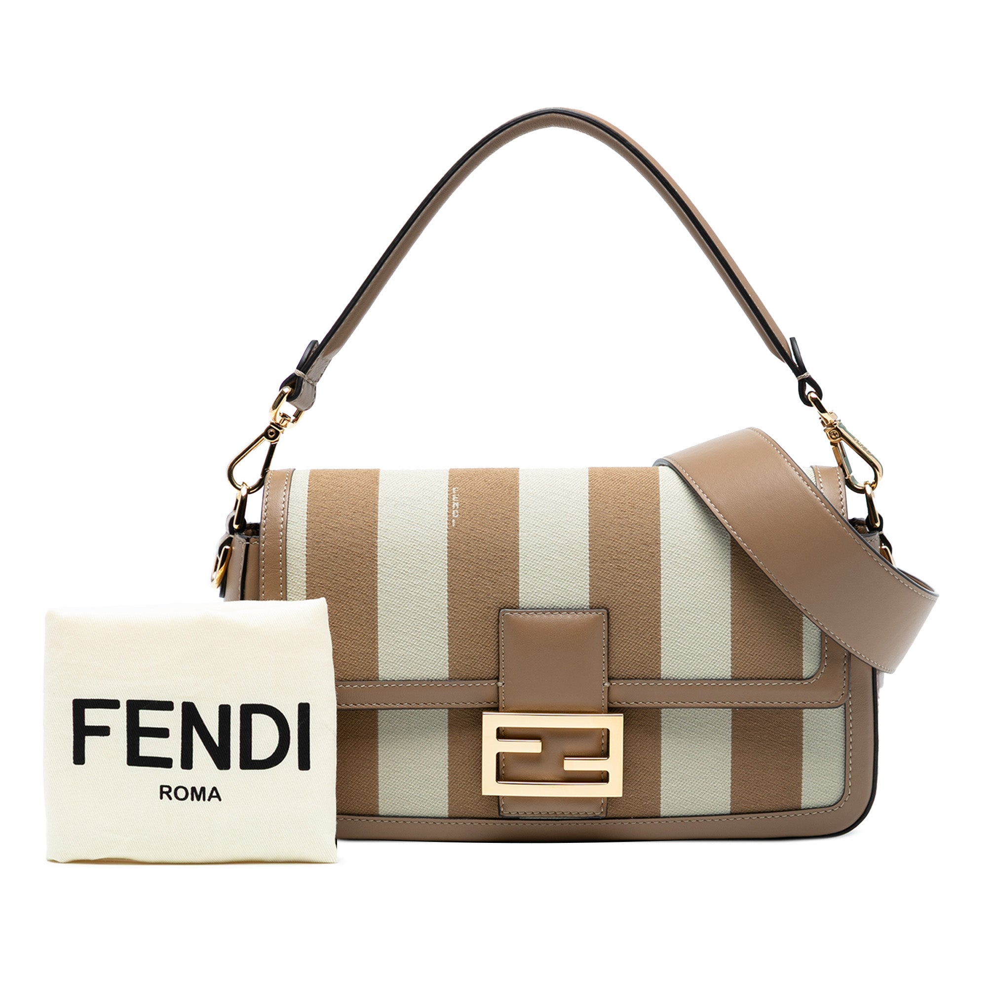Fendi Pequin Canvas Baguette Satchel - image 8