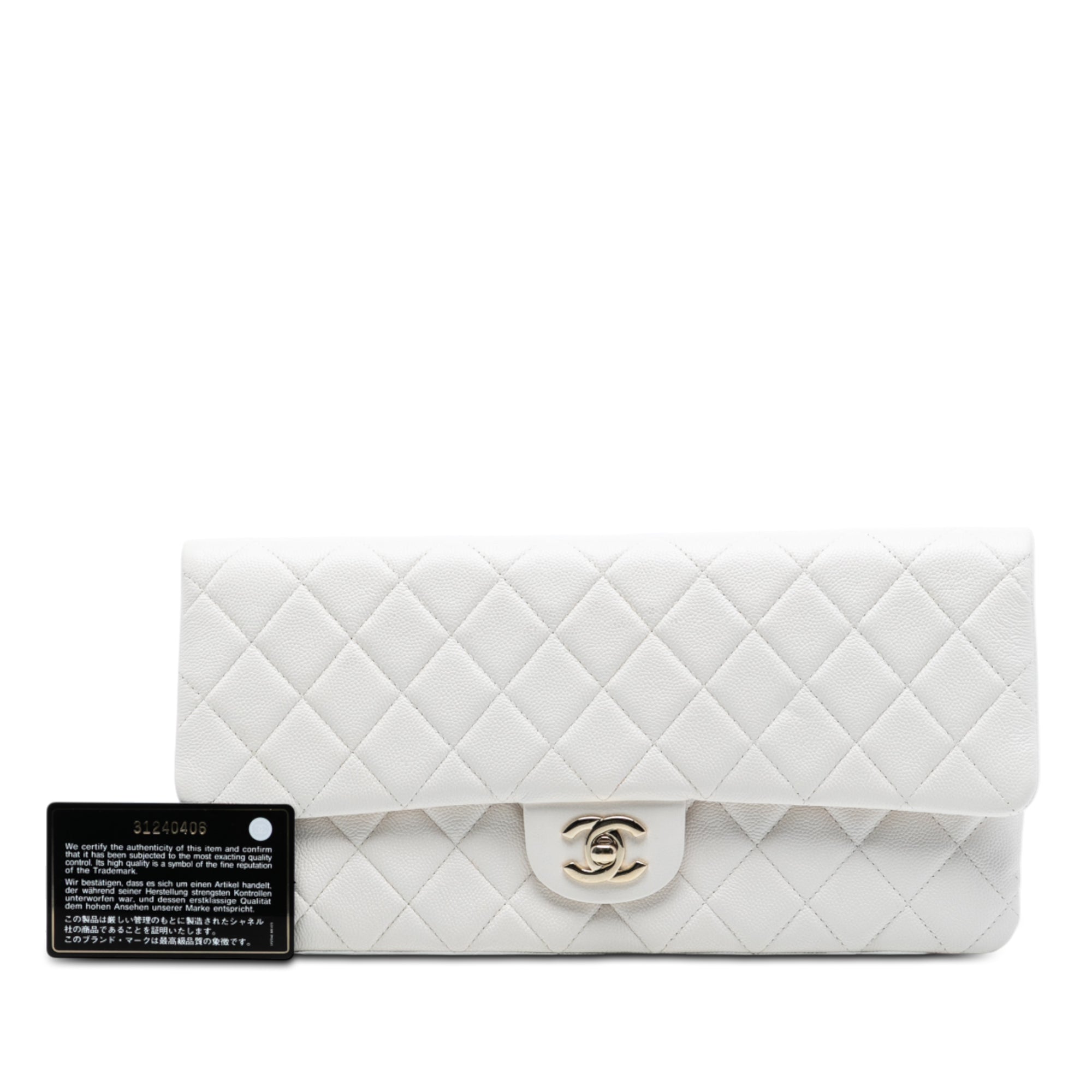 Chanel Quilted Caviar East West Flap Clutch - image 8