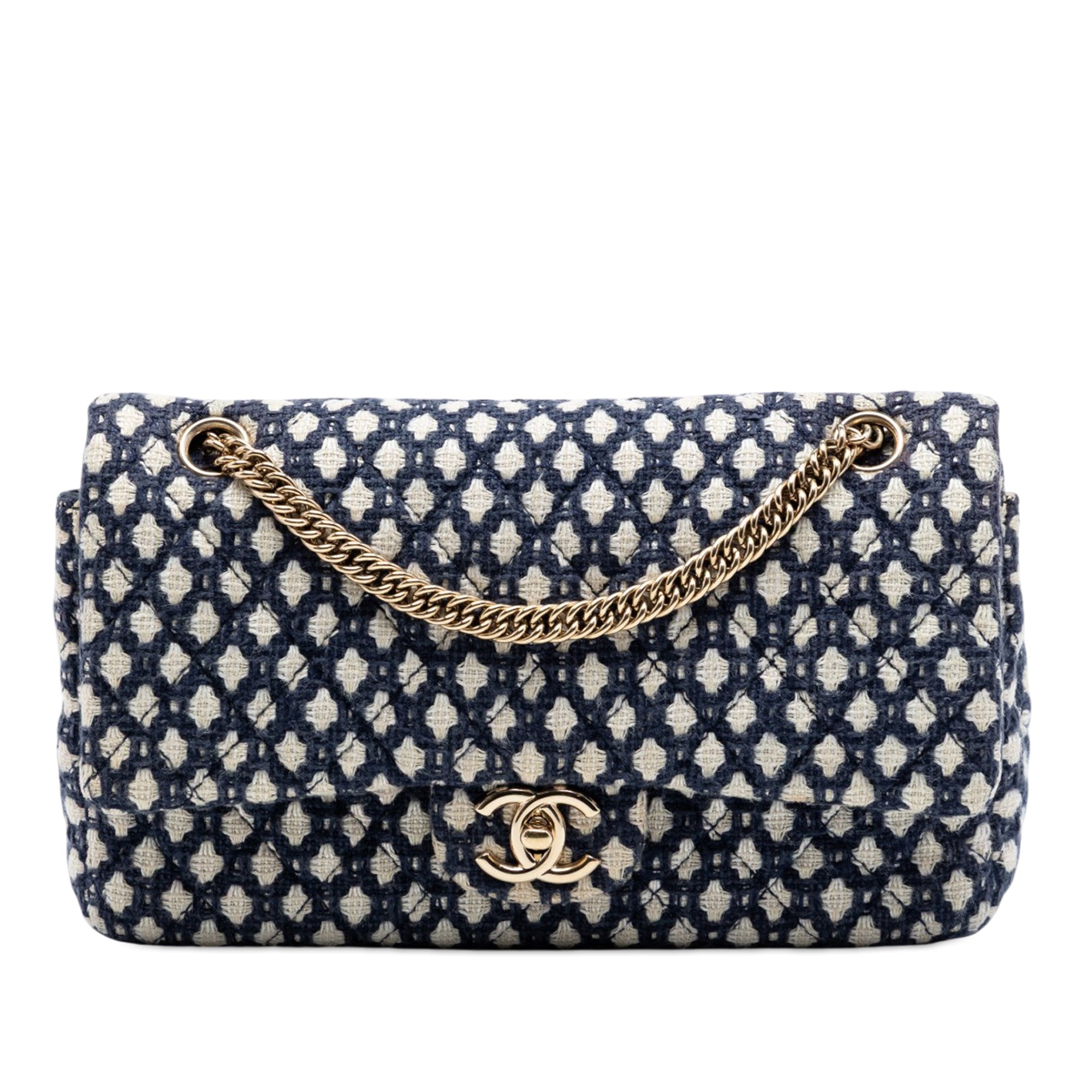 Chanel Medium Classic Tweed Bijoux Chain Double Flap - image 1