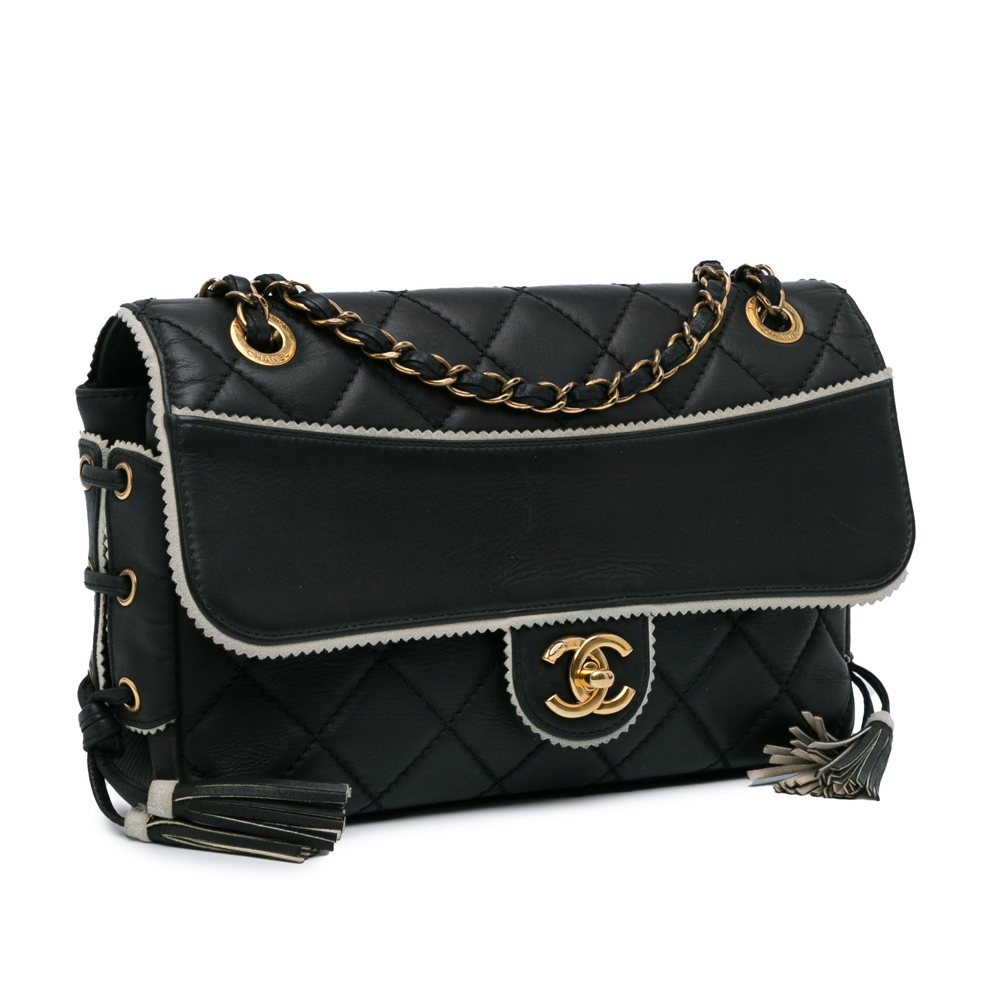 Chanel CC Quilted Lambskin Tassel and Border Embellished Flap - image 2