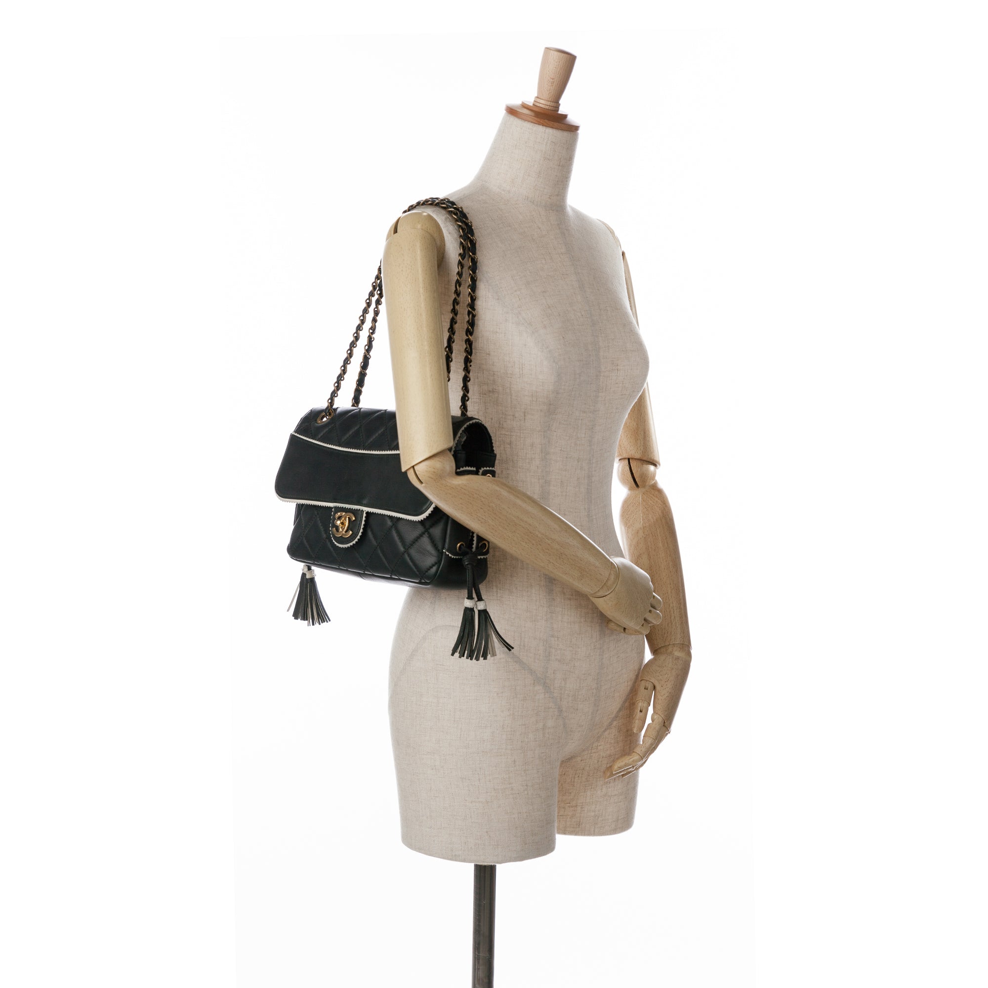 Chanel CC Quilted Lambskin Tassel and Border Embellished Flap - image 9