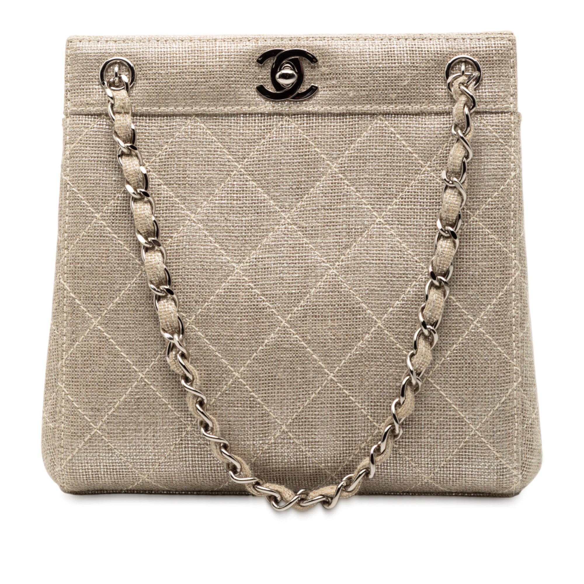 Chanel Mini CC Stitched Linen Chain Tote - image 1