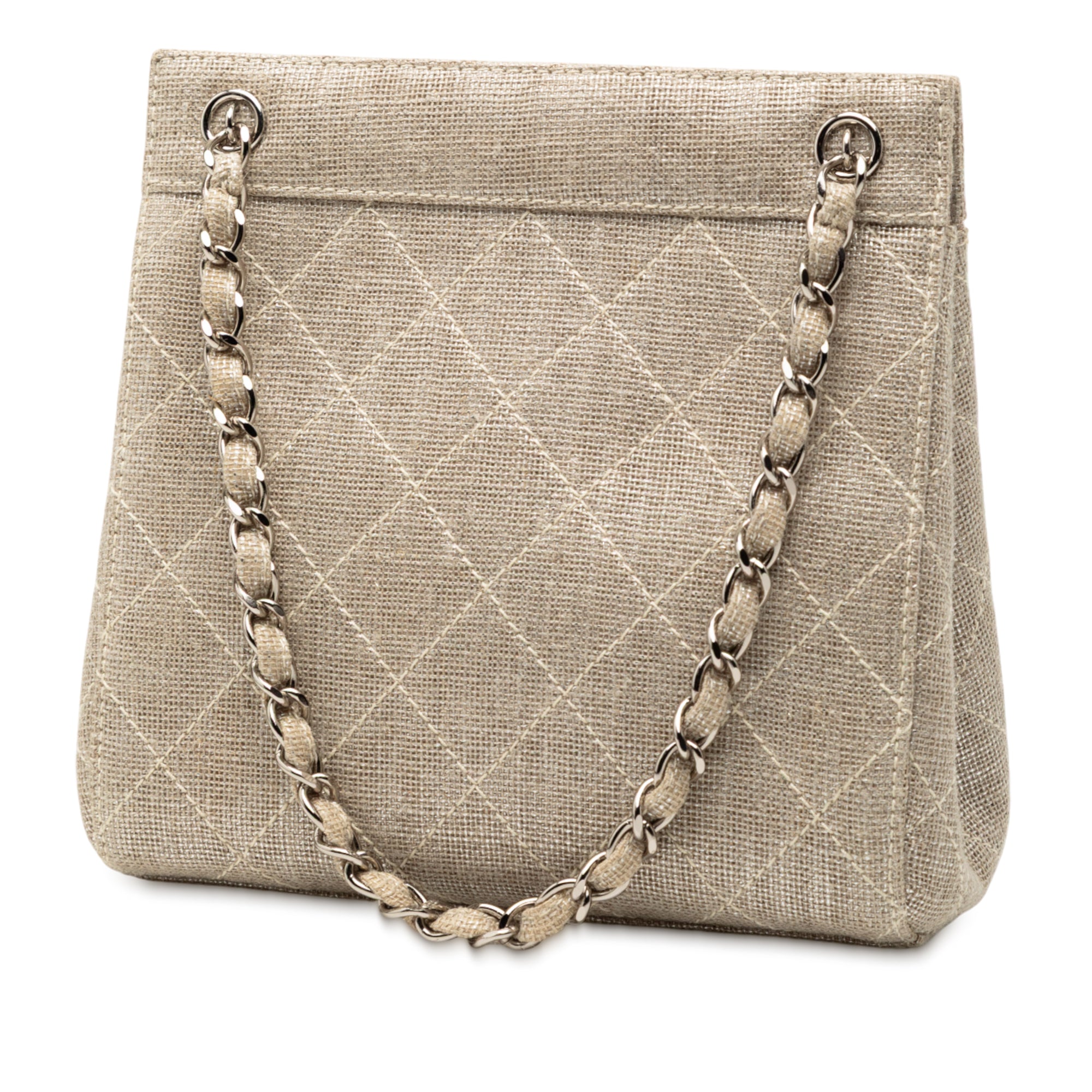 Chanel Mini CC Stitched Linen Chain Tote - image 2